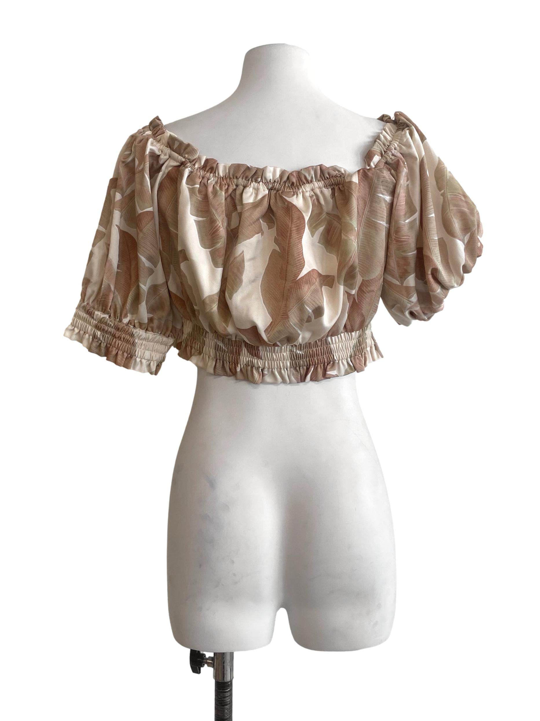 Parchment  Beige & Floral Crop Top