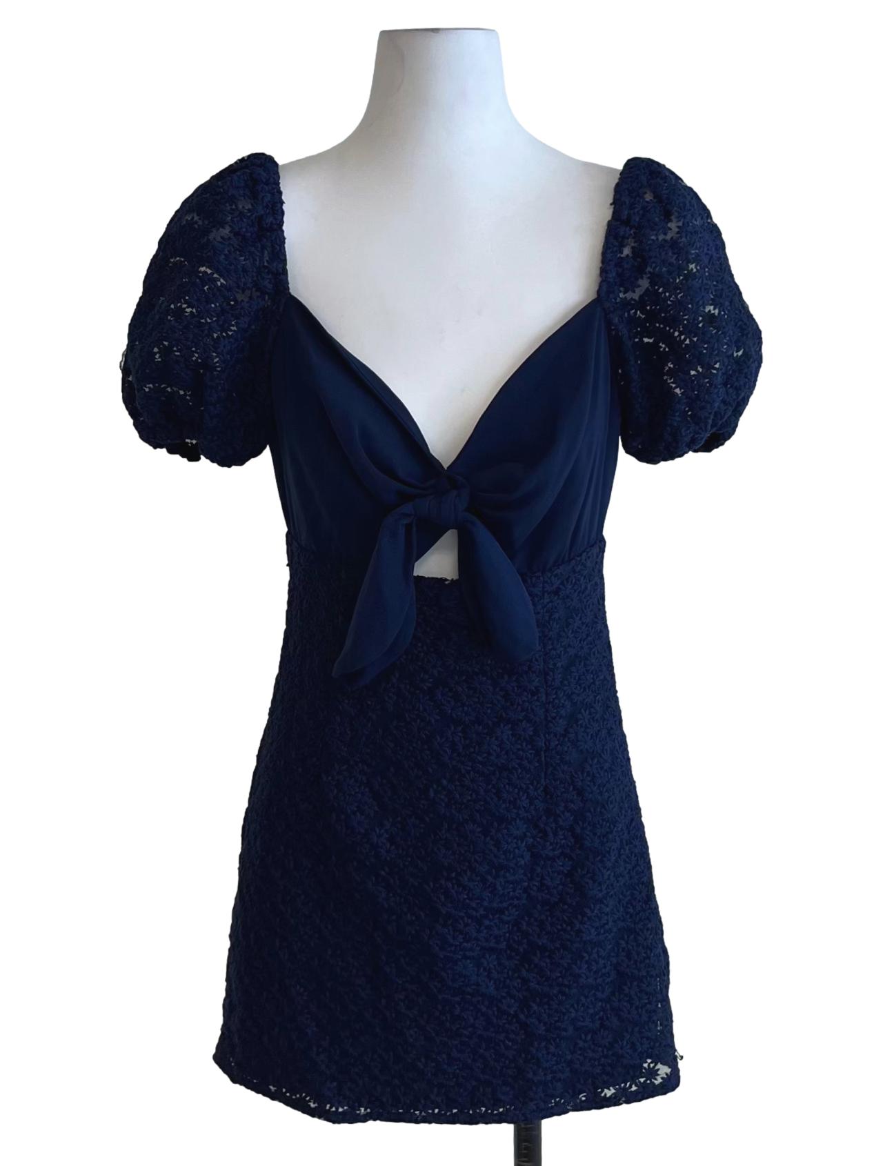 Navy Blue Lace Sun Dress