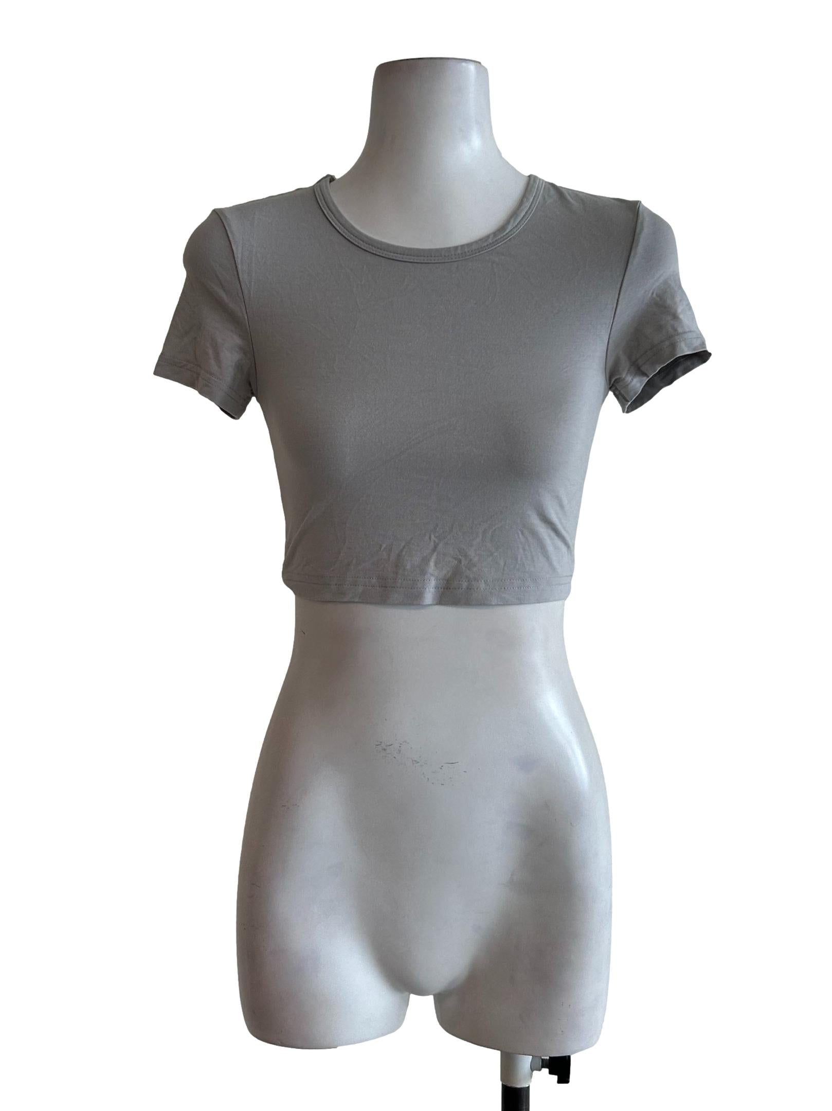 Grey Fitted  Crop Top