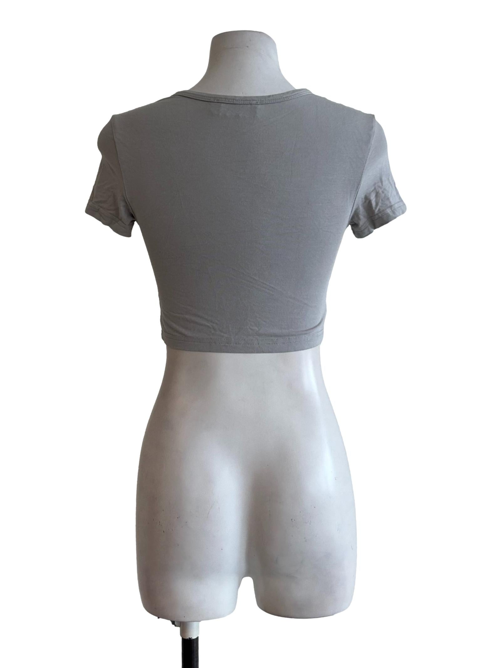 Grey Fitted  Crop Top