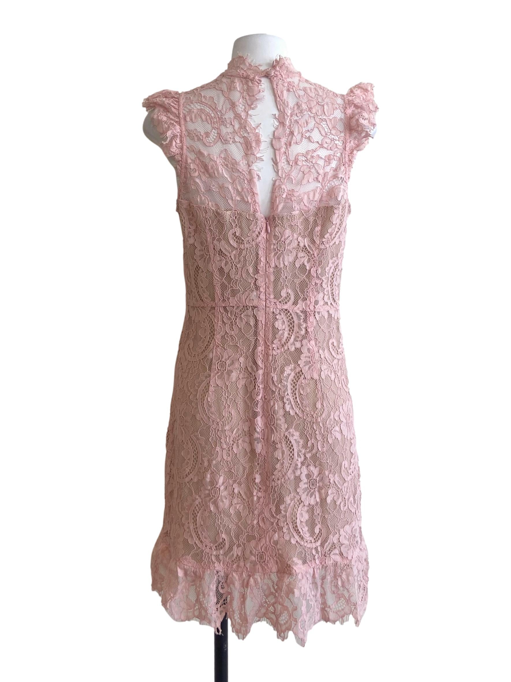 Flamingo Pink Floral Lace Shift Dress