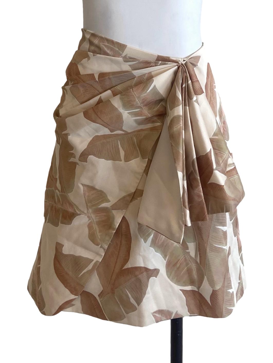 Parchment Beige Floral Asymmetric Skirt