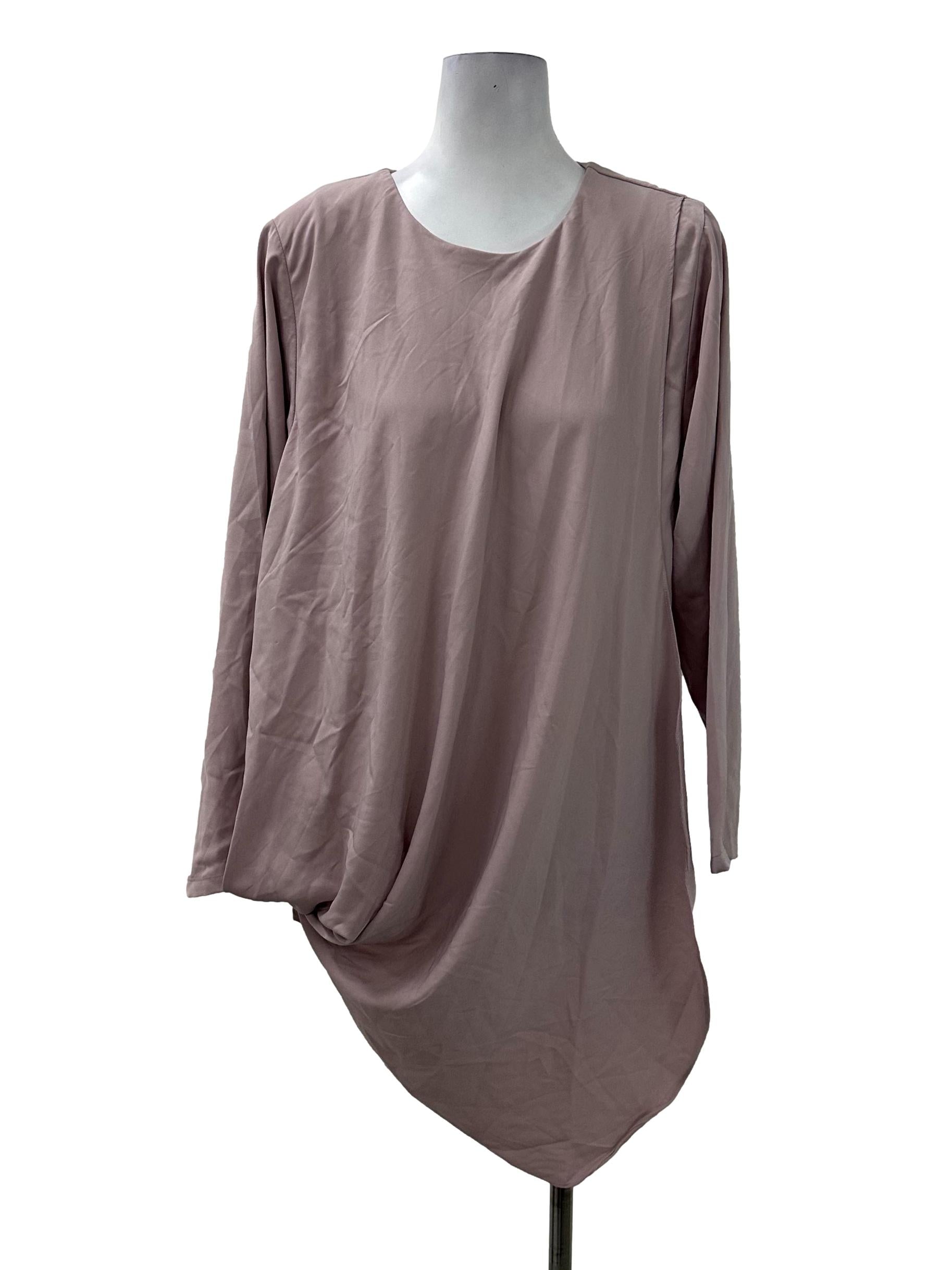 Pink Ruched Sleeved Dress