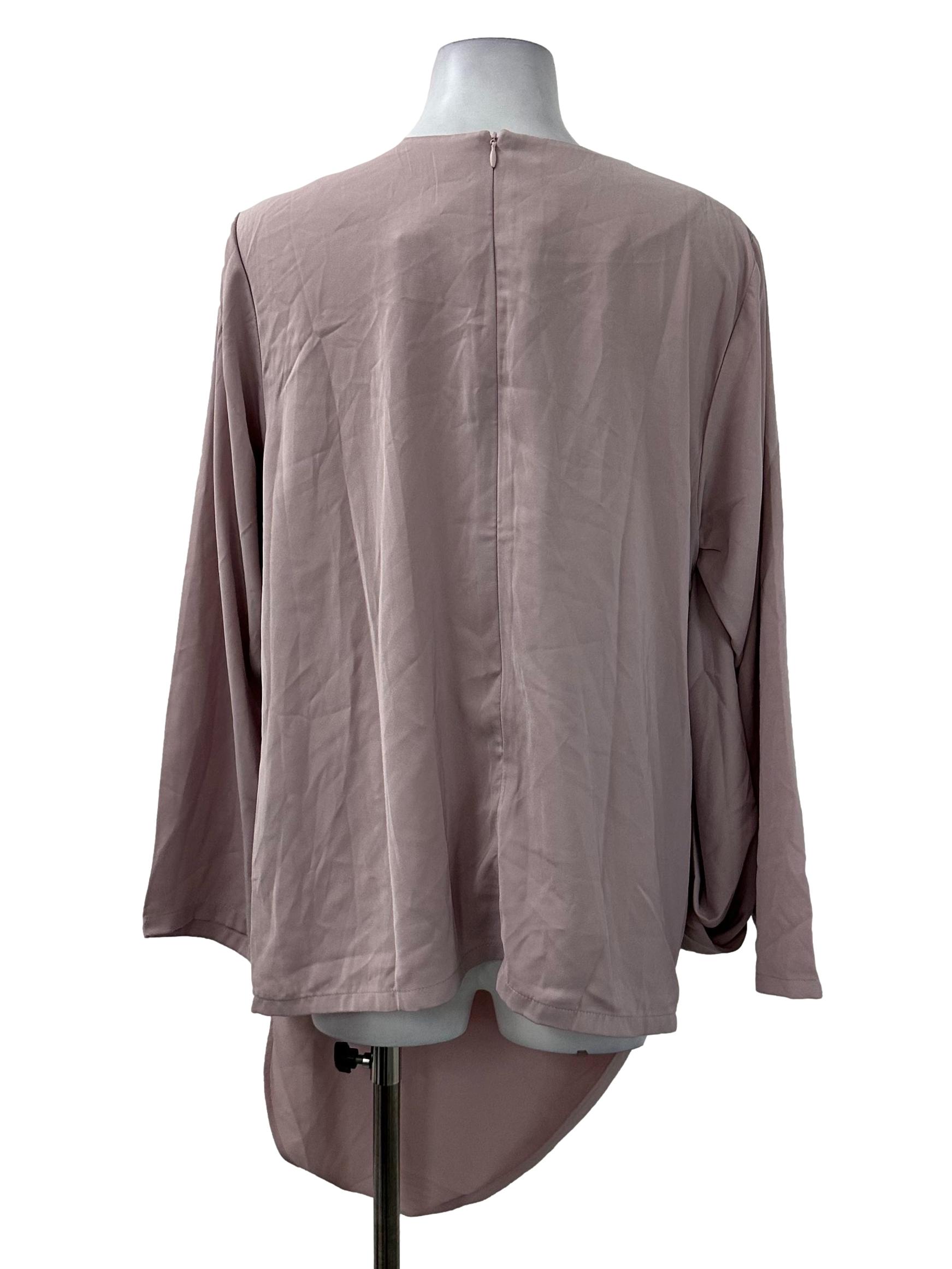Pink Ruched Sleeved Dress