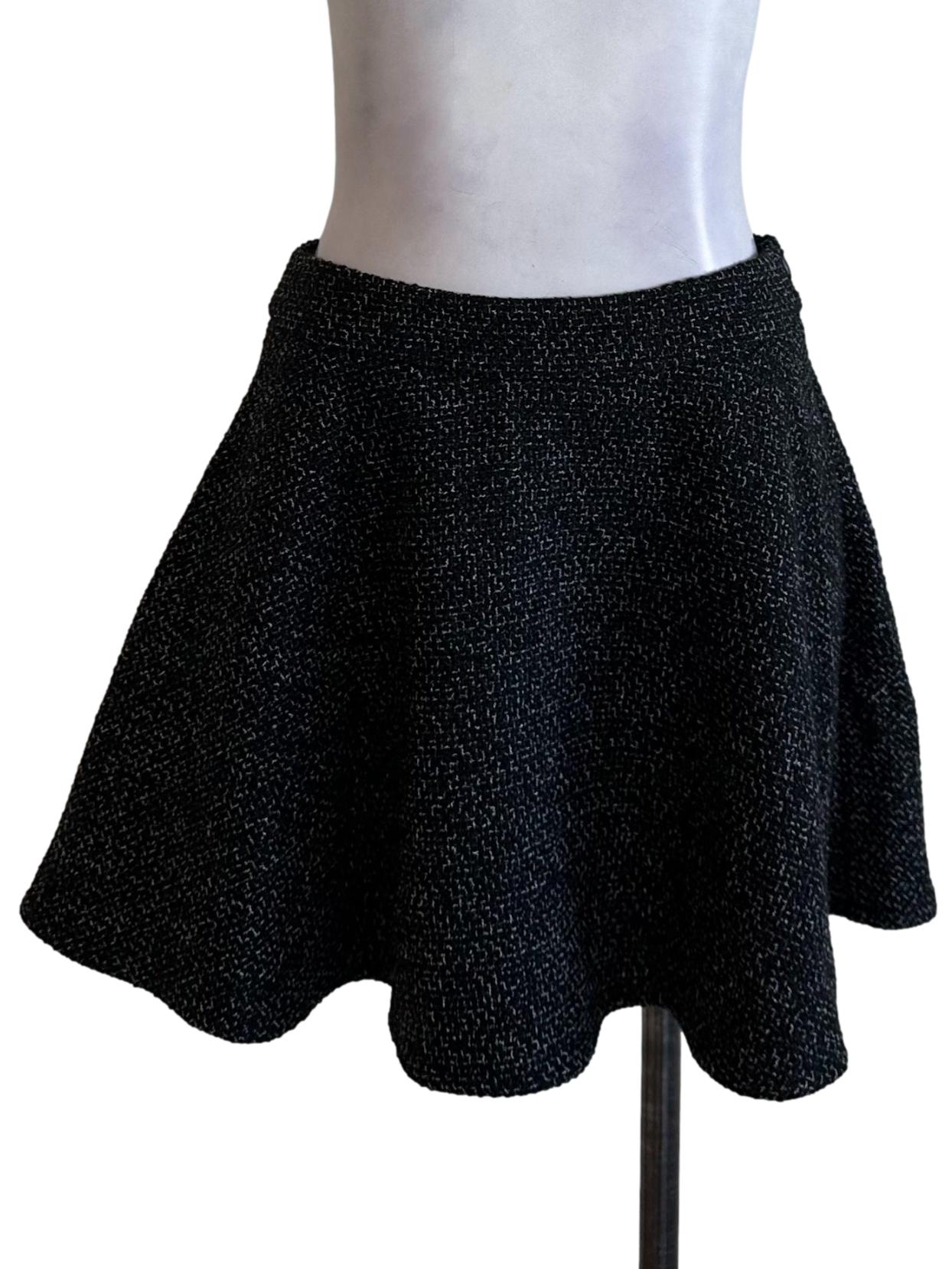Charcoal Black Tweed Textured Flip Skirt