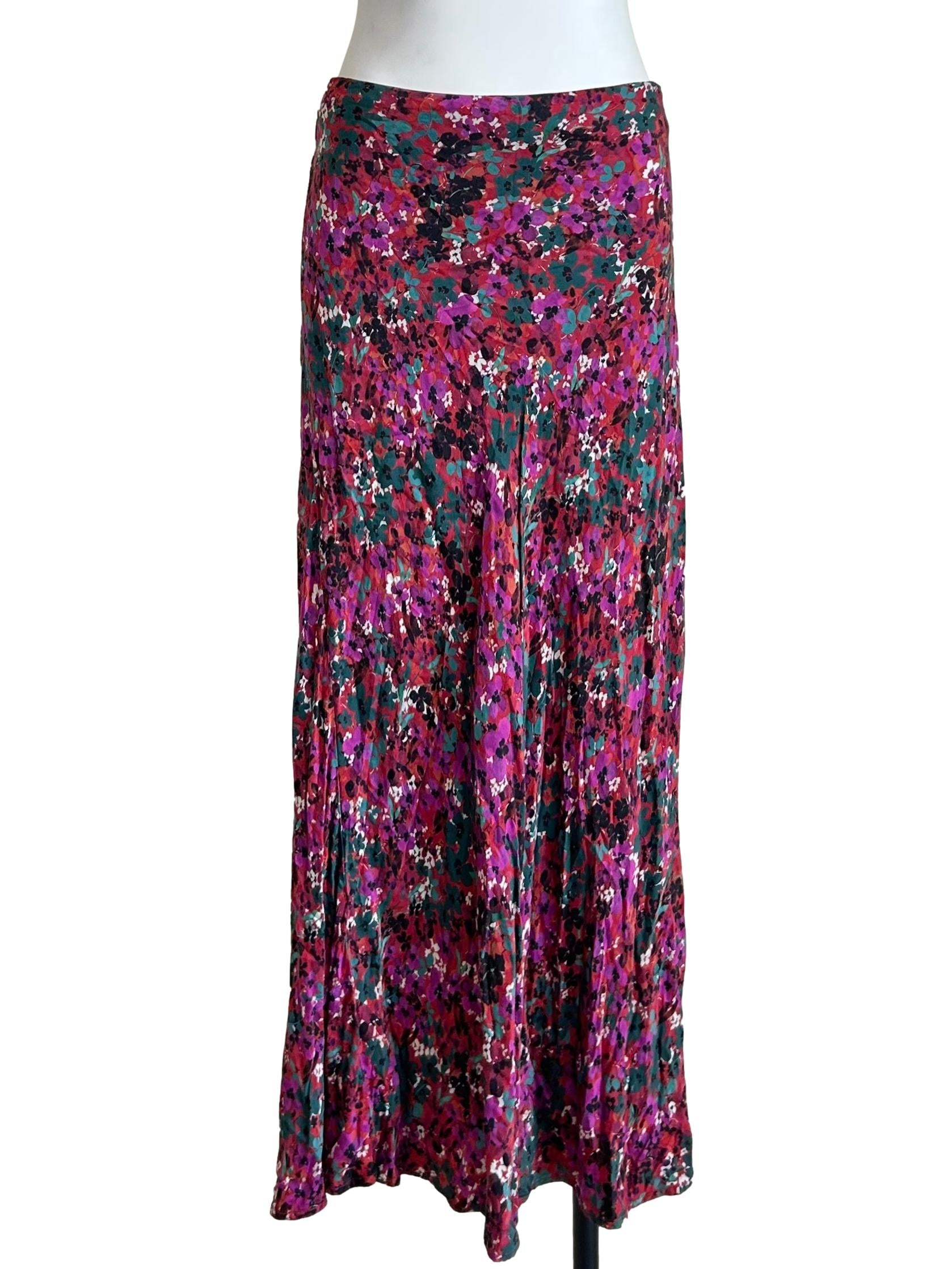 Magenta Pink Abstract Floral Maxi Skirt