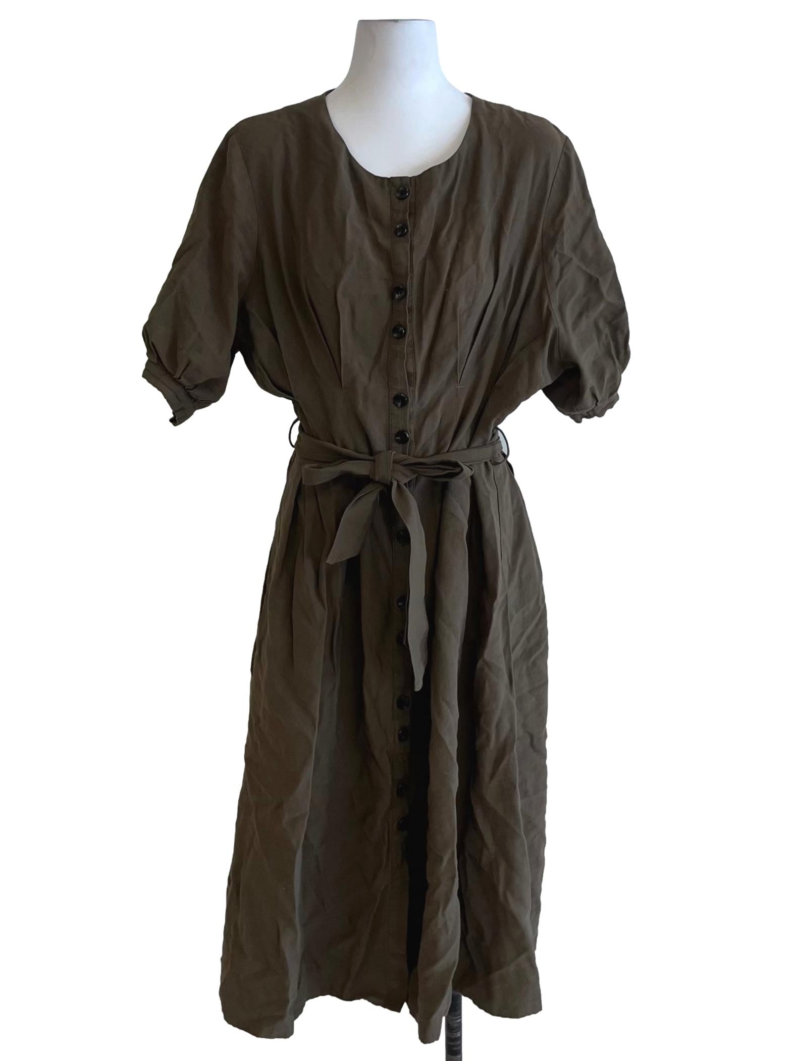 Moss Green Jewel Neckline Empire Dress