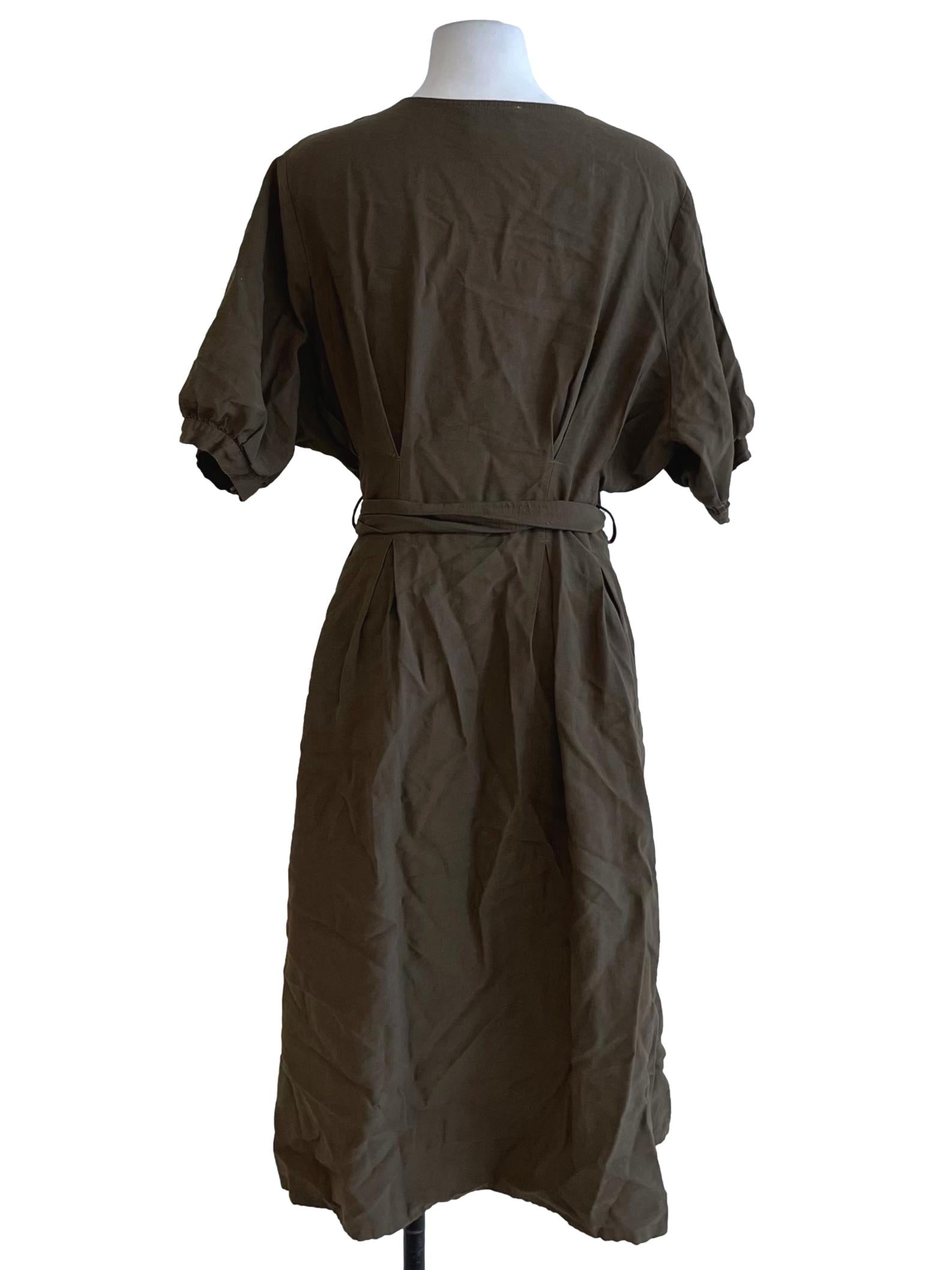 Moss Green Jewel Neckline Empire Dress