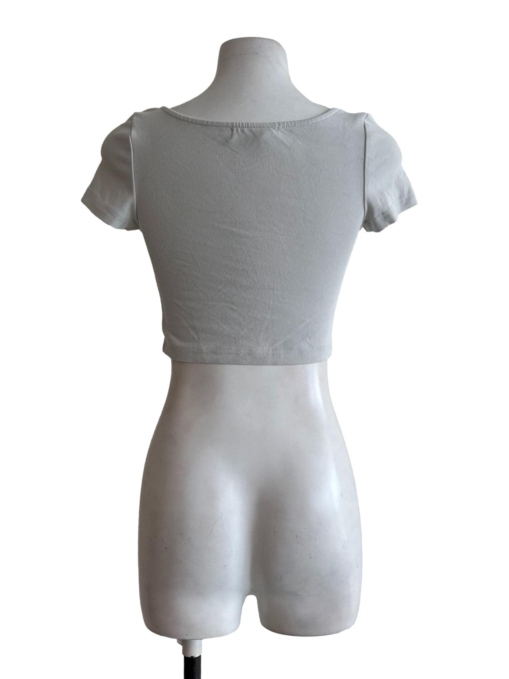 Light Grey Square Neck Crop Top