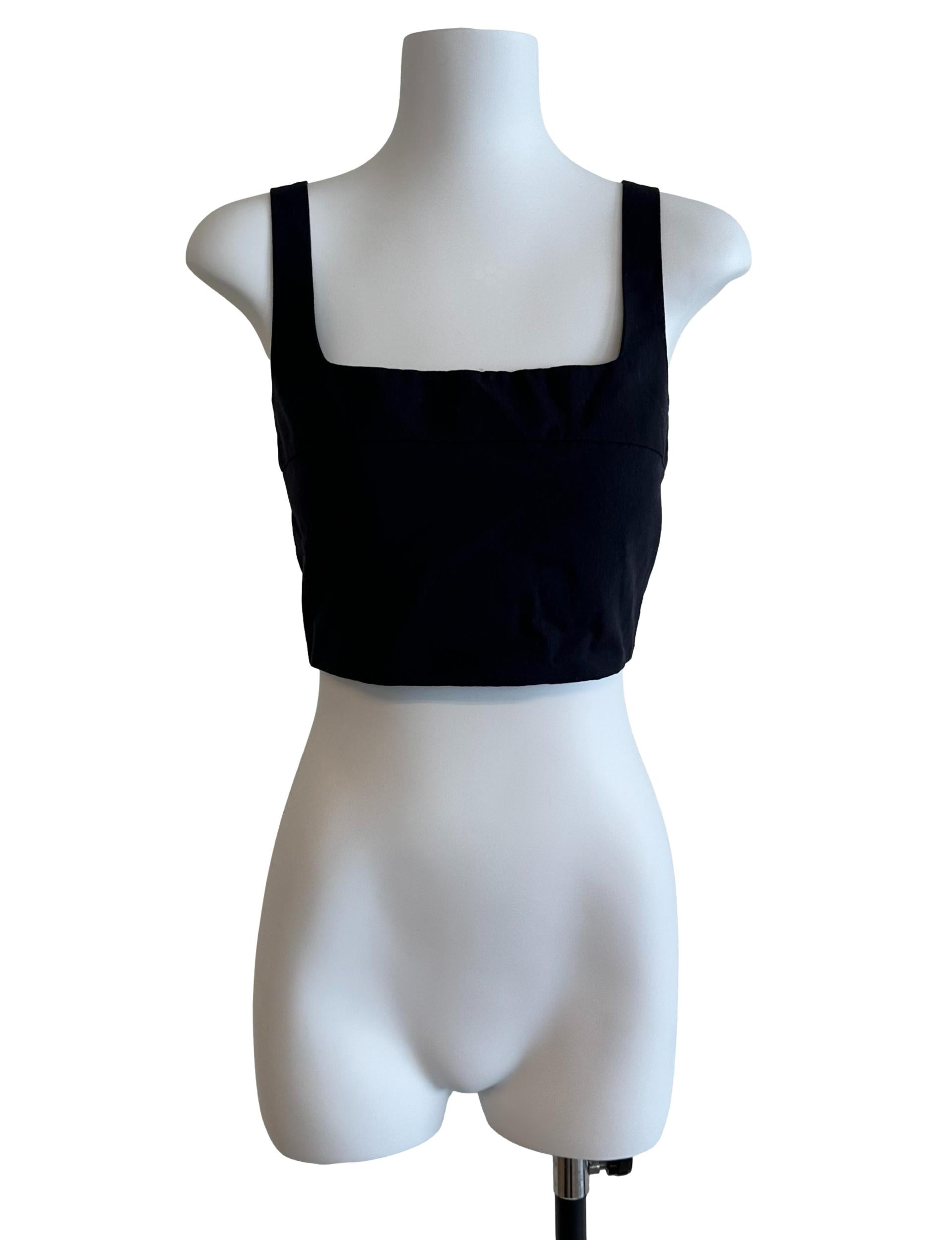 Midnight Blue Square Neck Fitted Top
