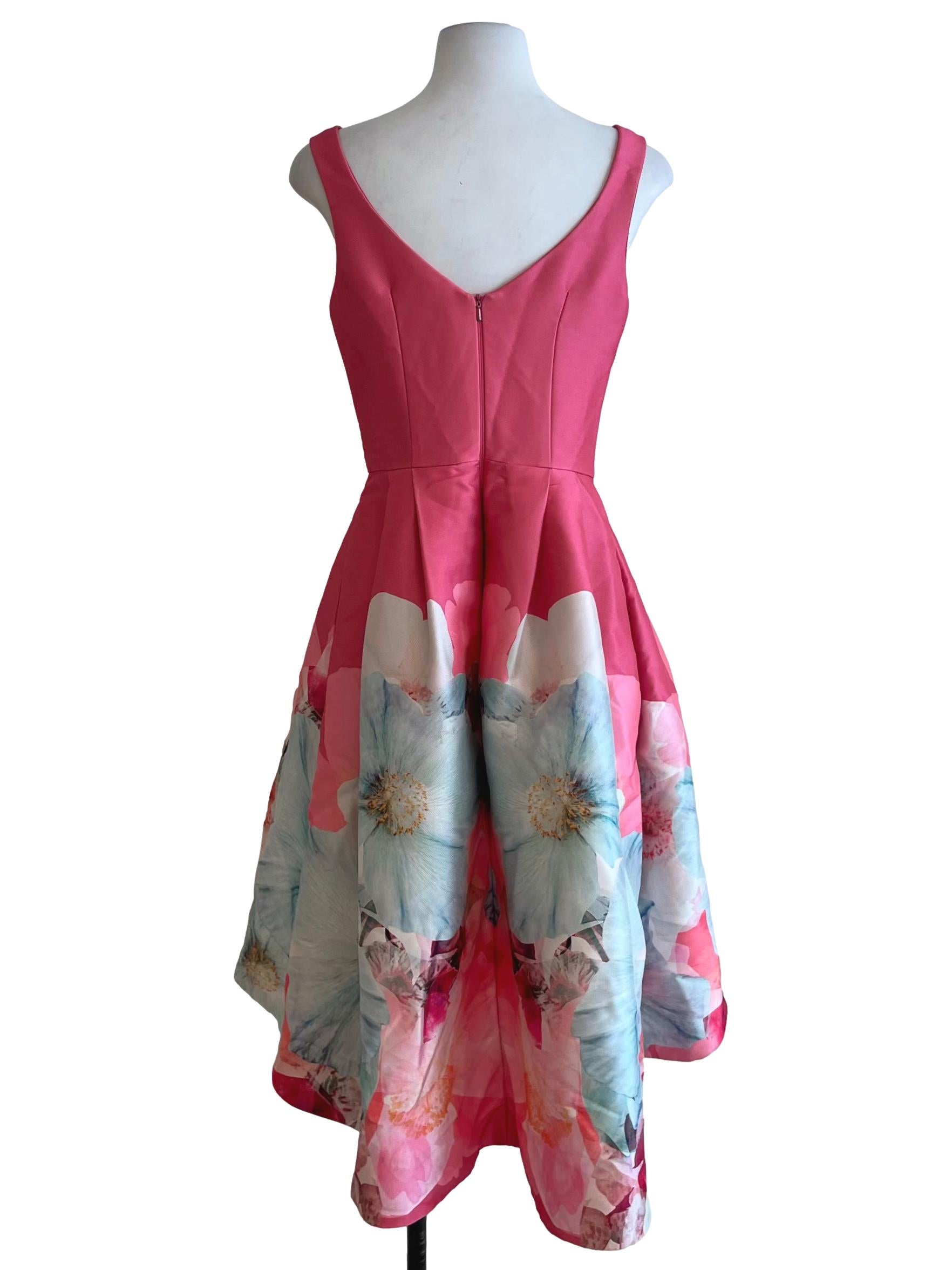 Punch Pink Floral A-Line Dress