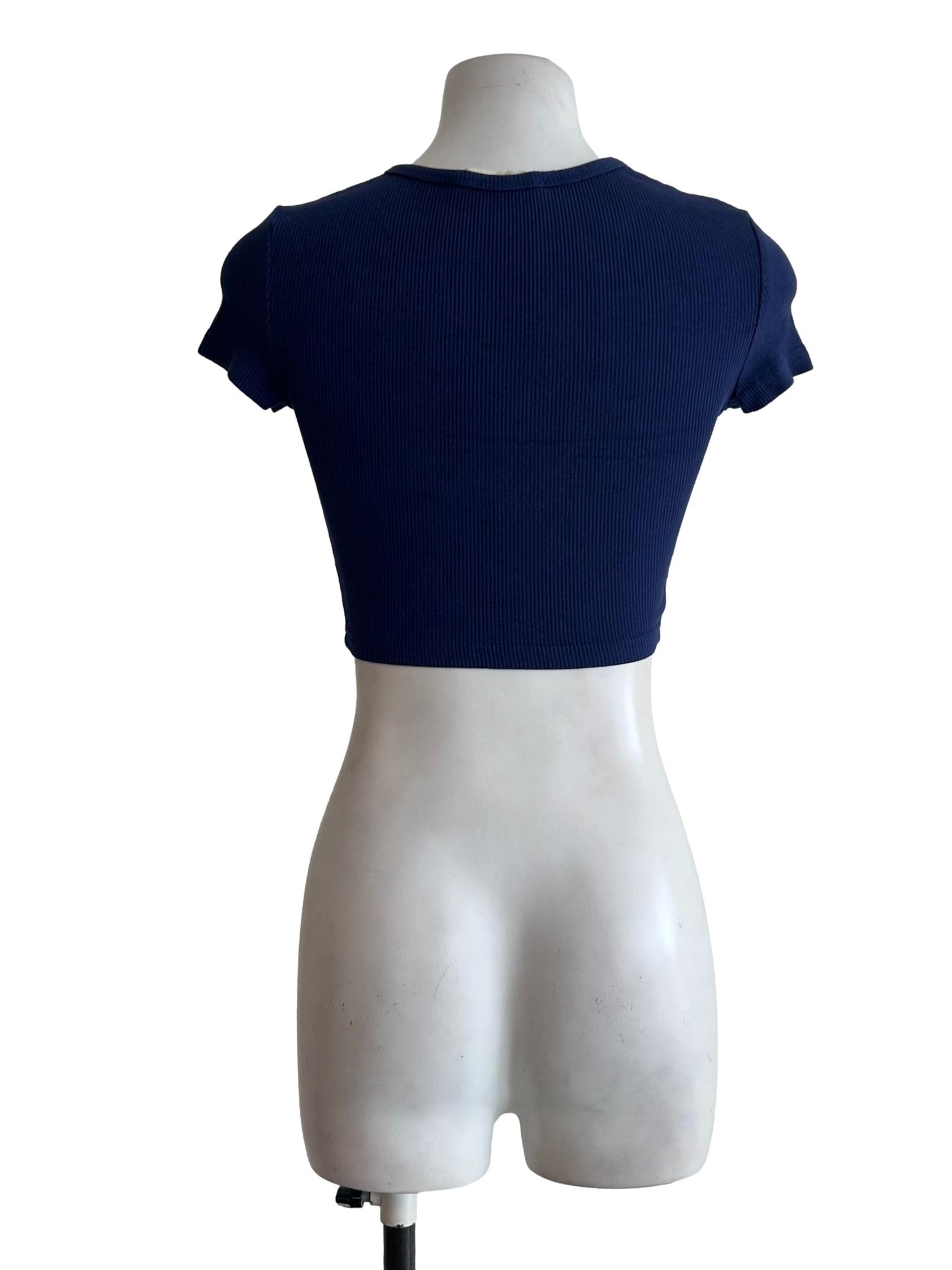 Indigo Blue Fitted Crop Top