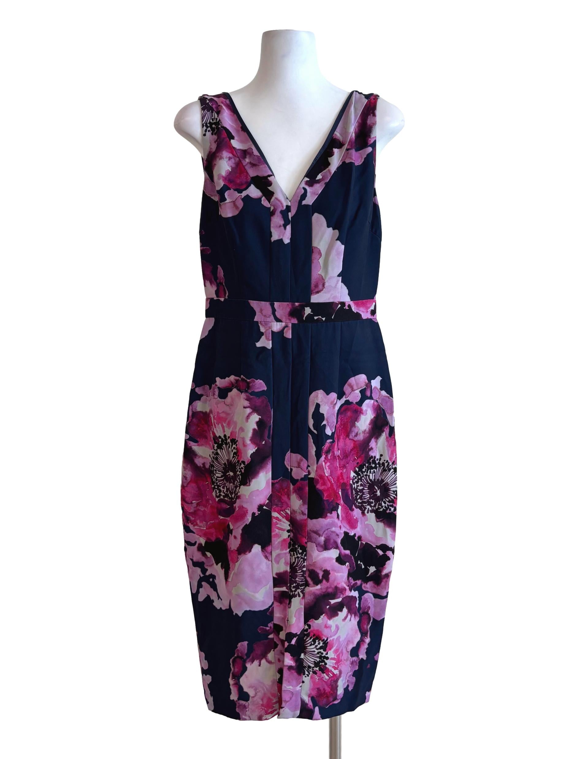 Orchid Purple Floral Sleeveless Pencil Dress
