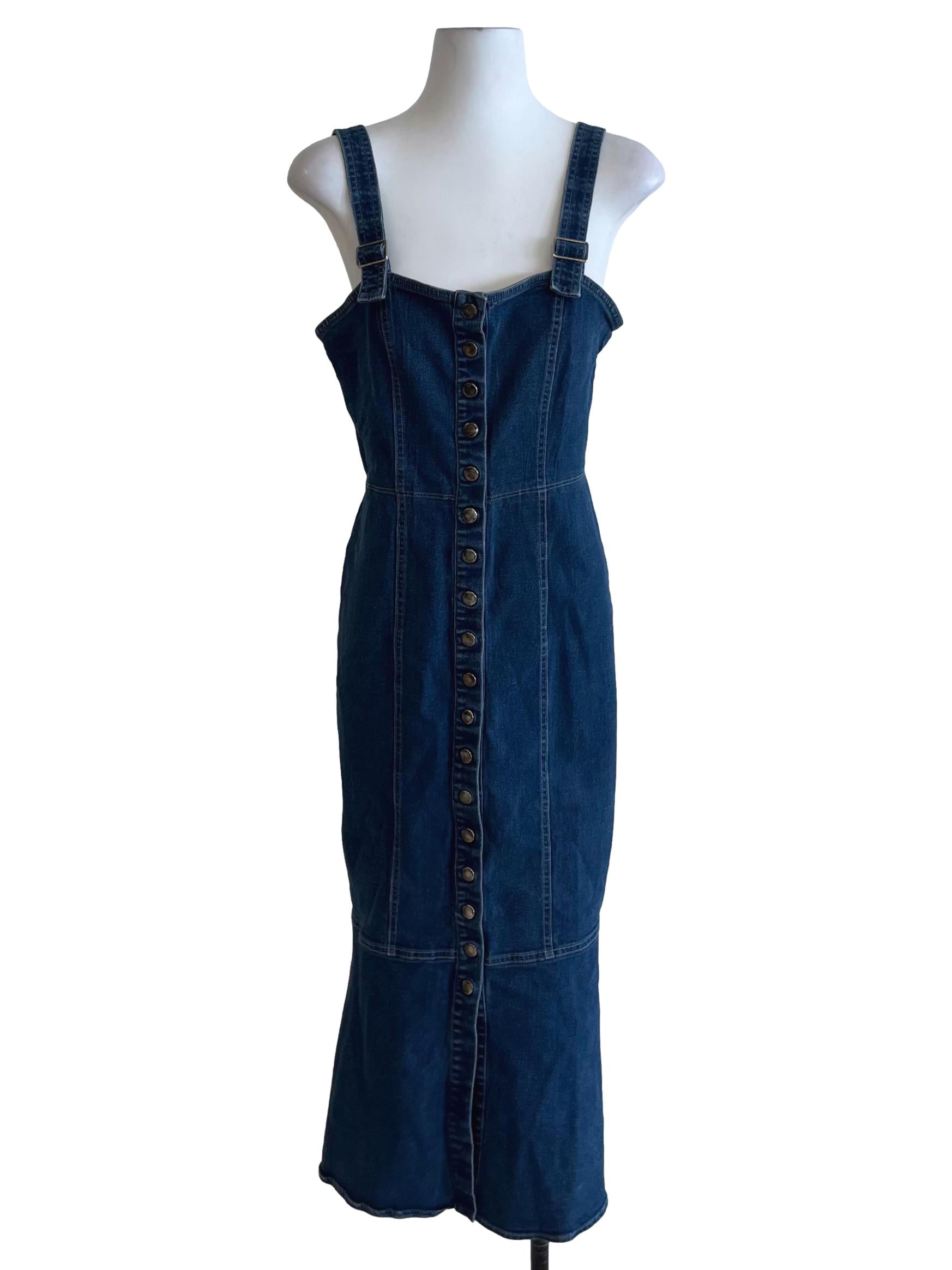Blue Denim Button Down Sheath Dress
