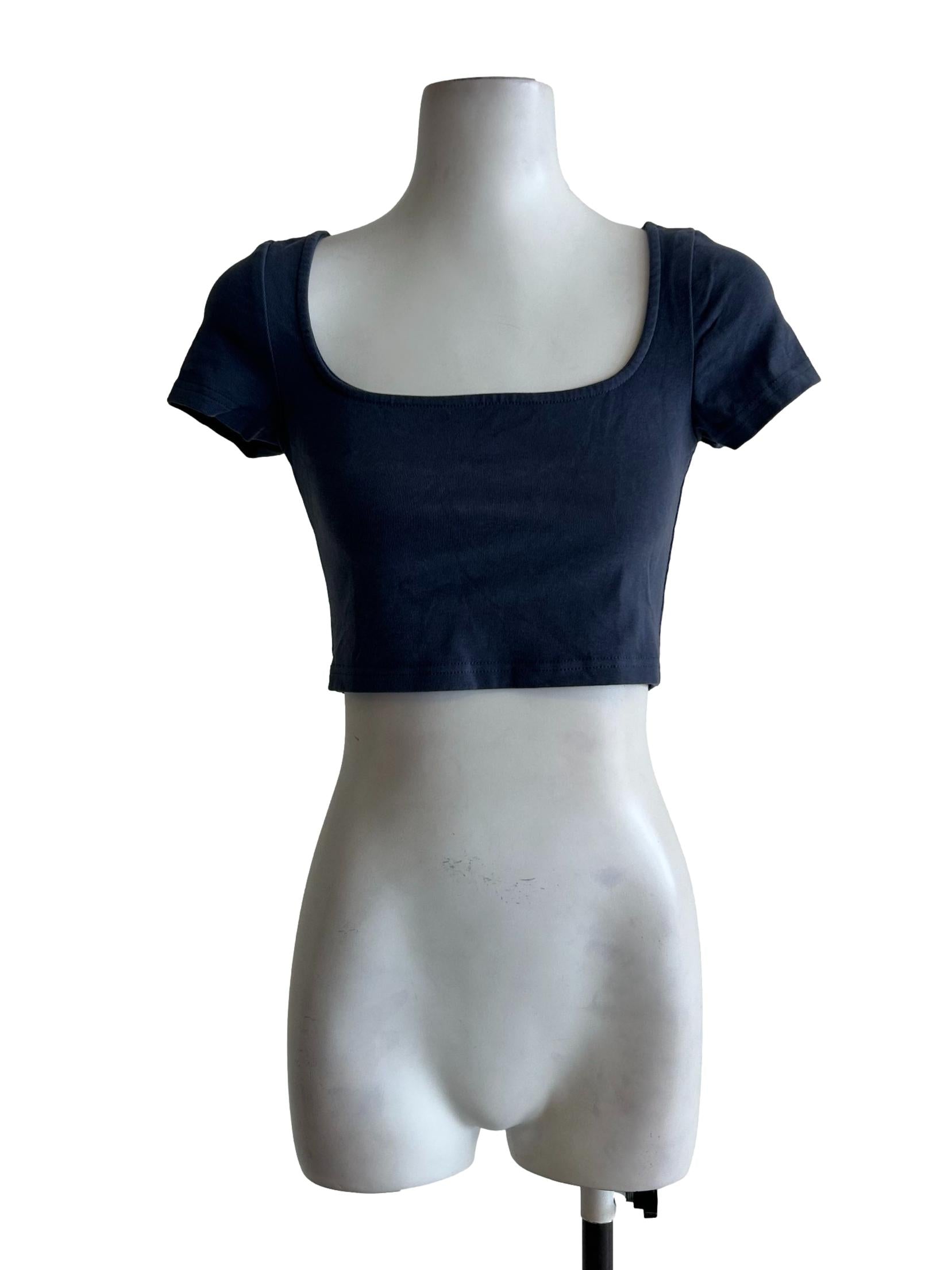 Propoise Grey Square Neck Crop Top