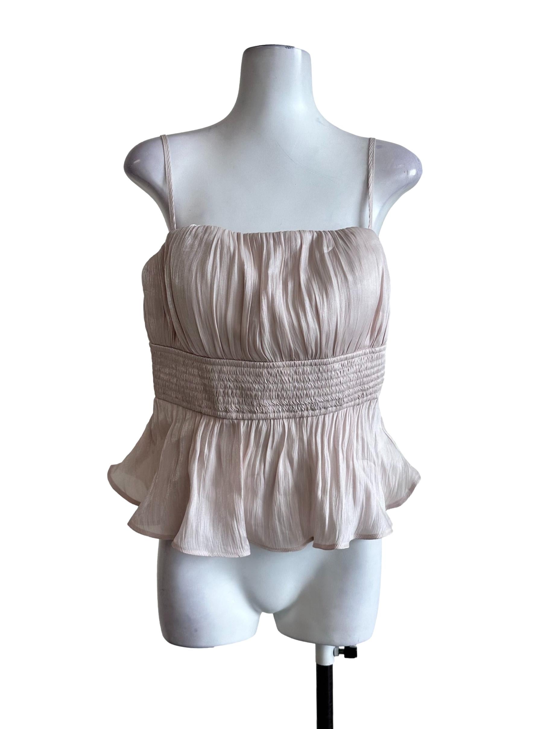 Light Blush Pink Padded Shimmer Sleeveless Top