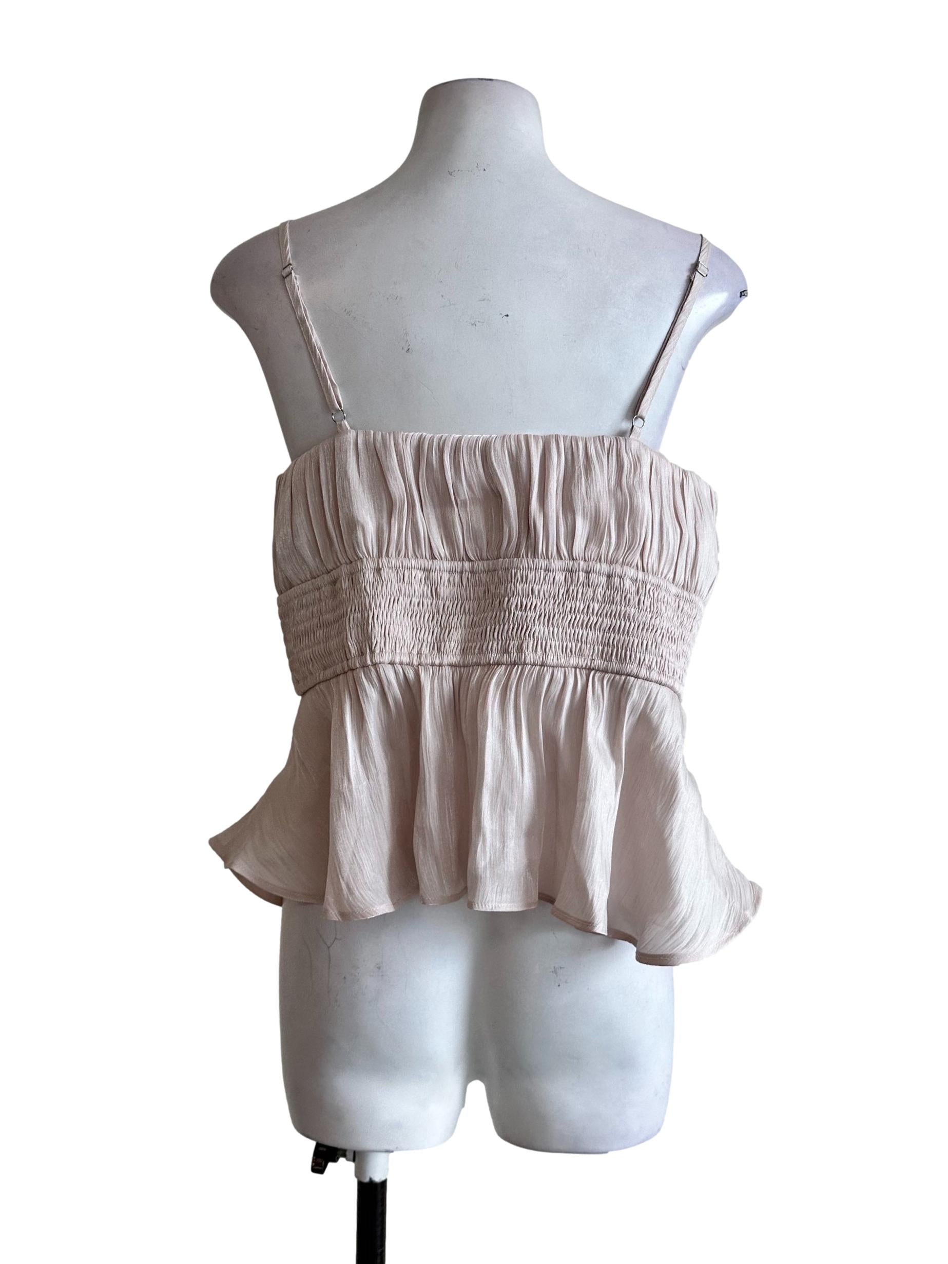 Light Blush Pink Padded Shimmer Sleeveless Top