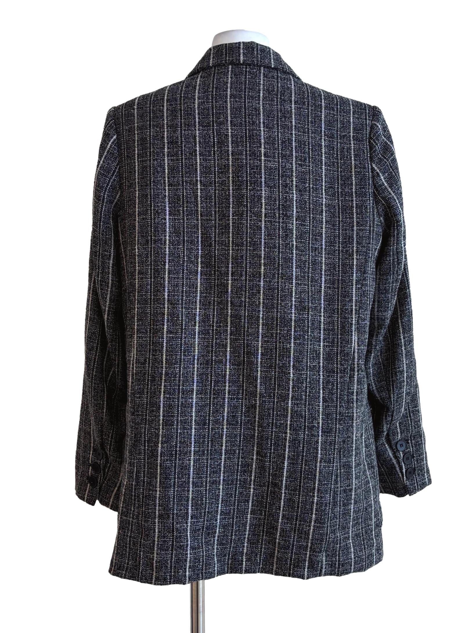 Abbey Grey One Button Striped Blazer