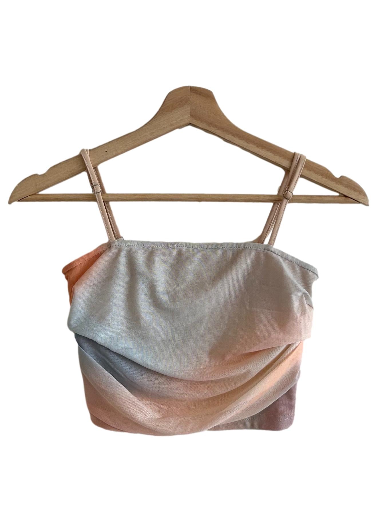 Cream Spaghetti Strap Mesh Top