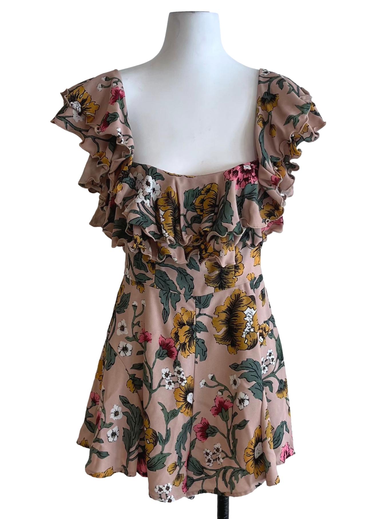 Salmon Pink Floral Romper