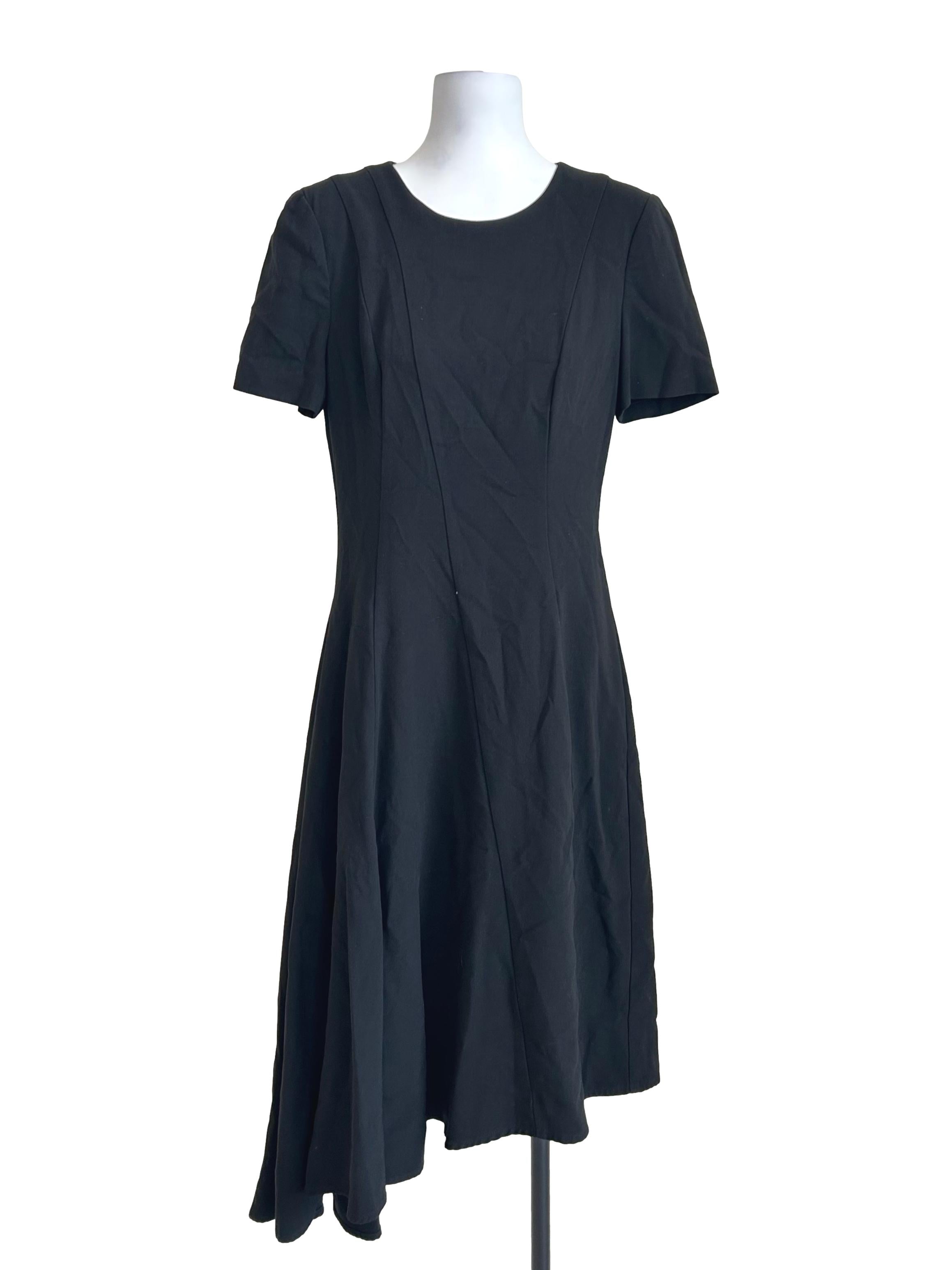 Black Short Sleeve Asymmetric Dress