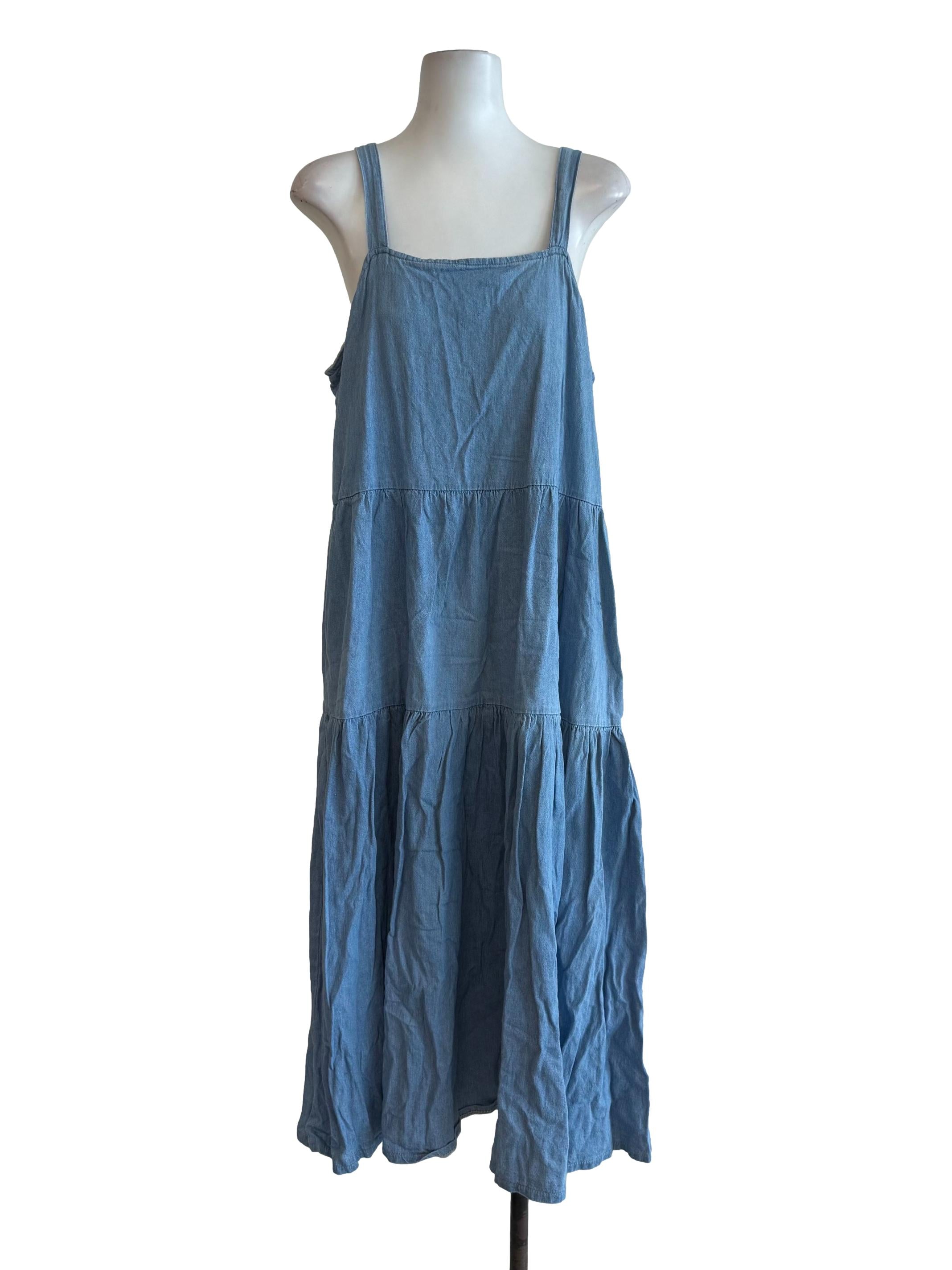 Denim Blue Tiered Baggy Dress