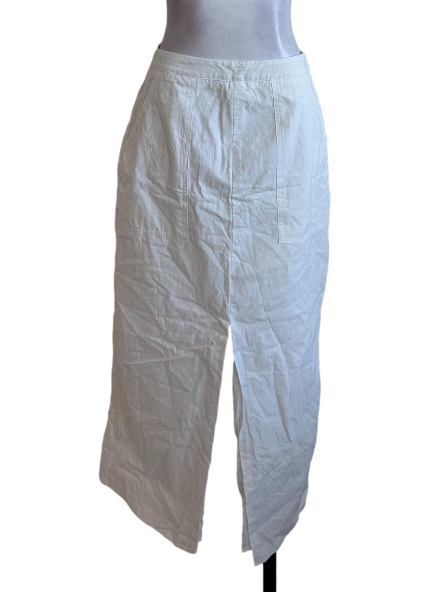 Ivory White High Waist Slit Skirt