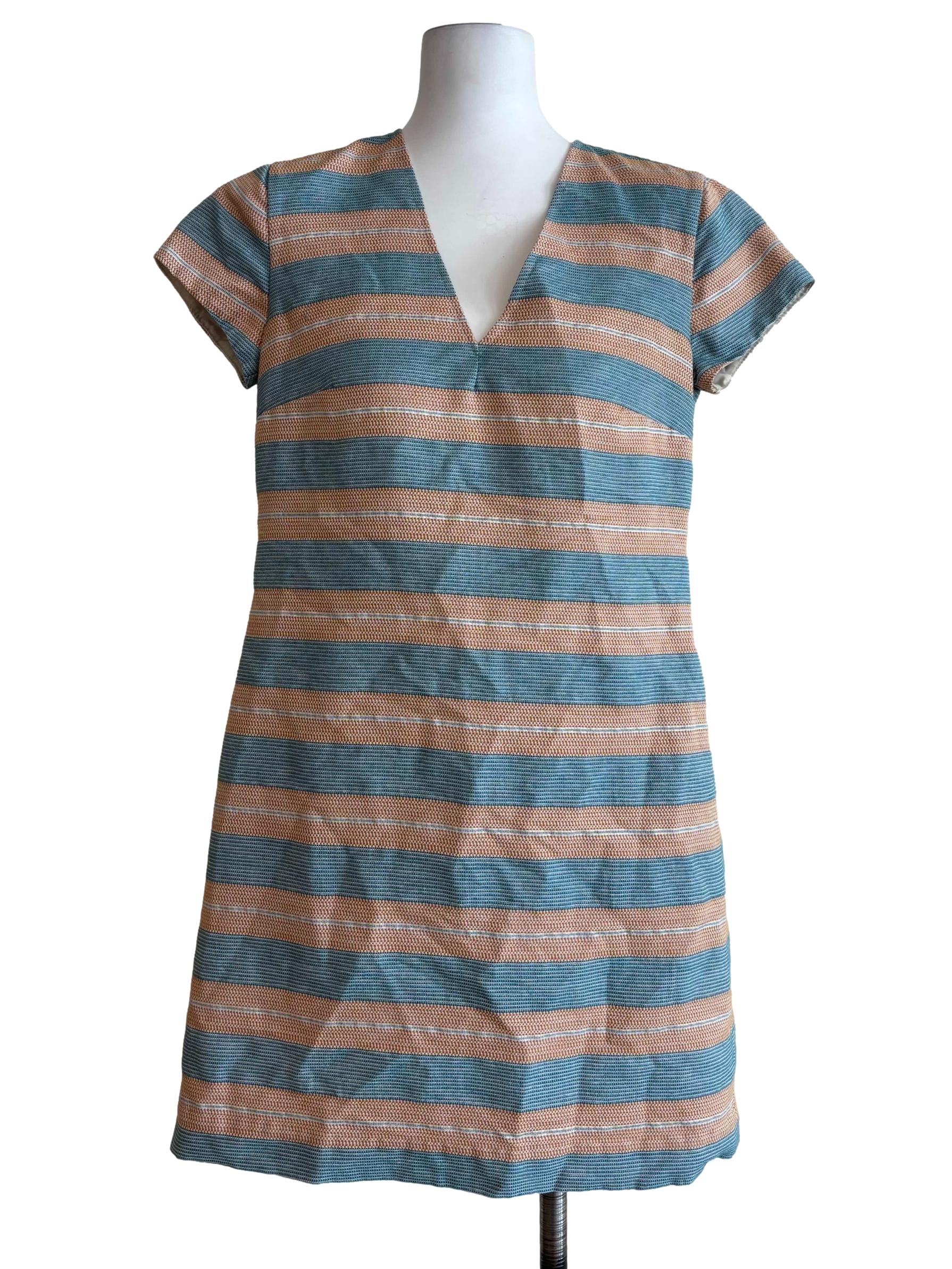 Cerulean Blue Striped Shift Dress