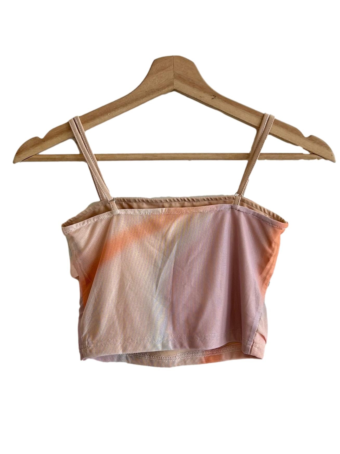 Cream Spaghetti Strap Mesh Top