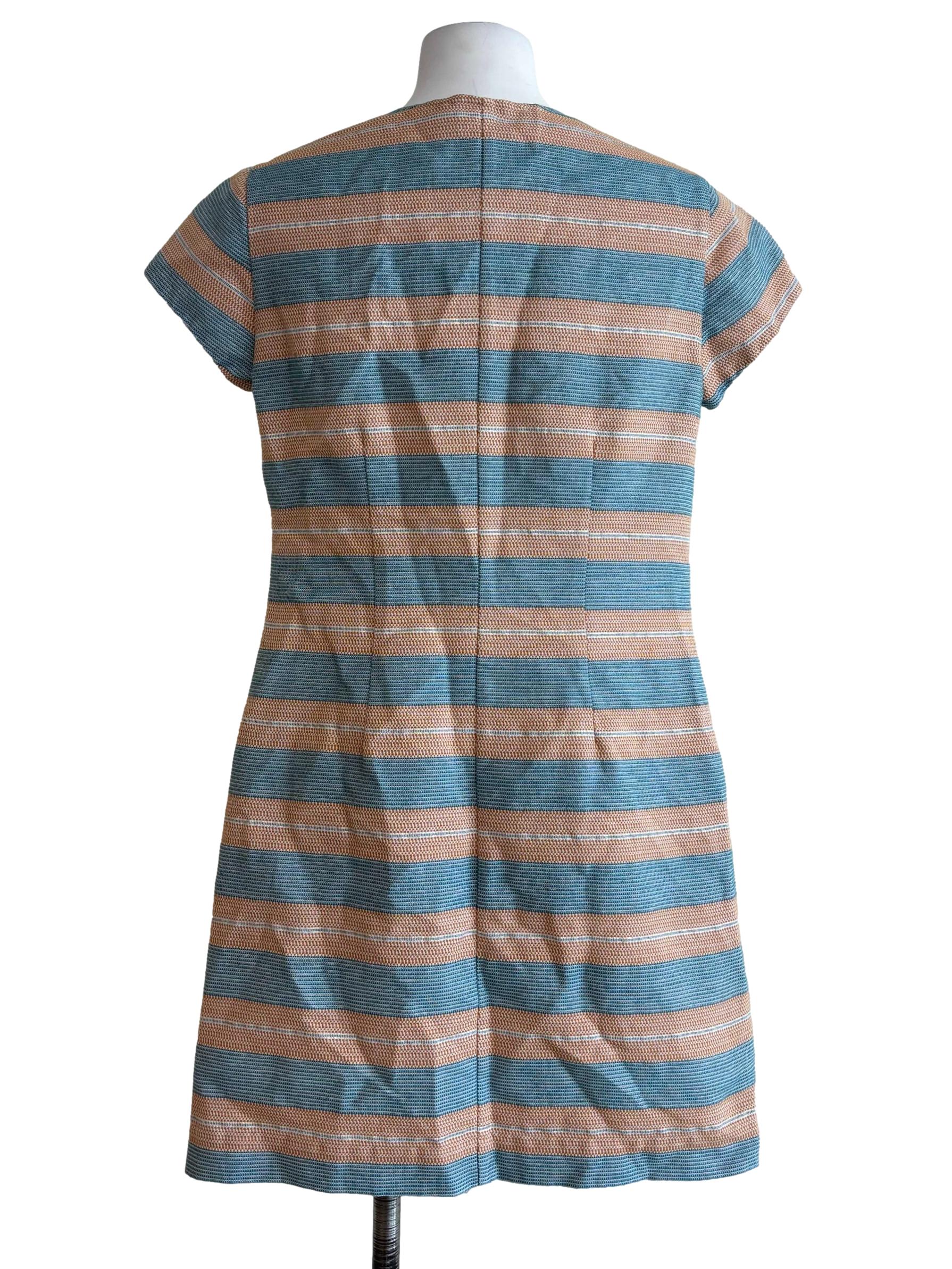 Cerulean Blue Striped Shift Dress