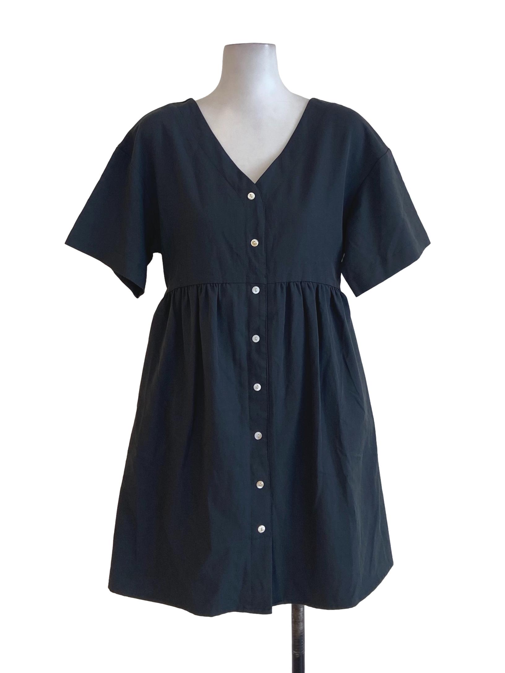 Lead Grey Apron V Neck Dress