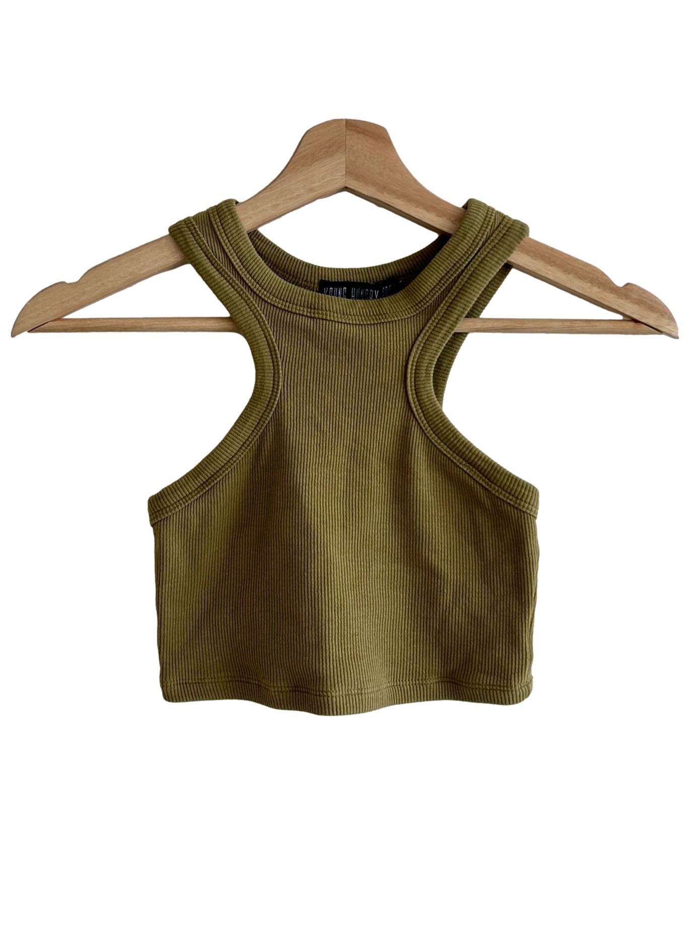 Olive Scoop Crop Top