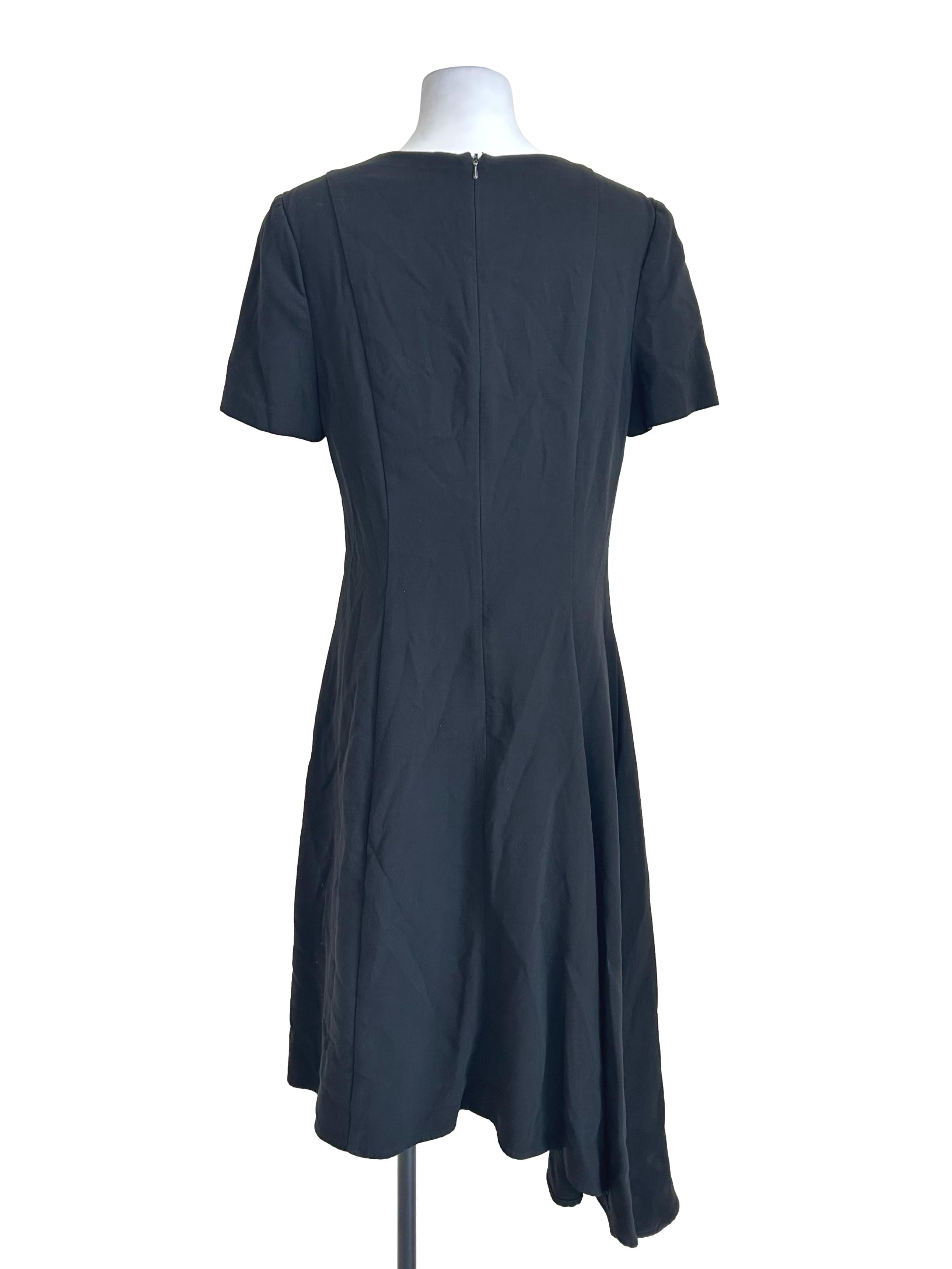 Black Short Sleeve Asymmetric Dress
