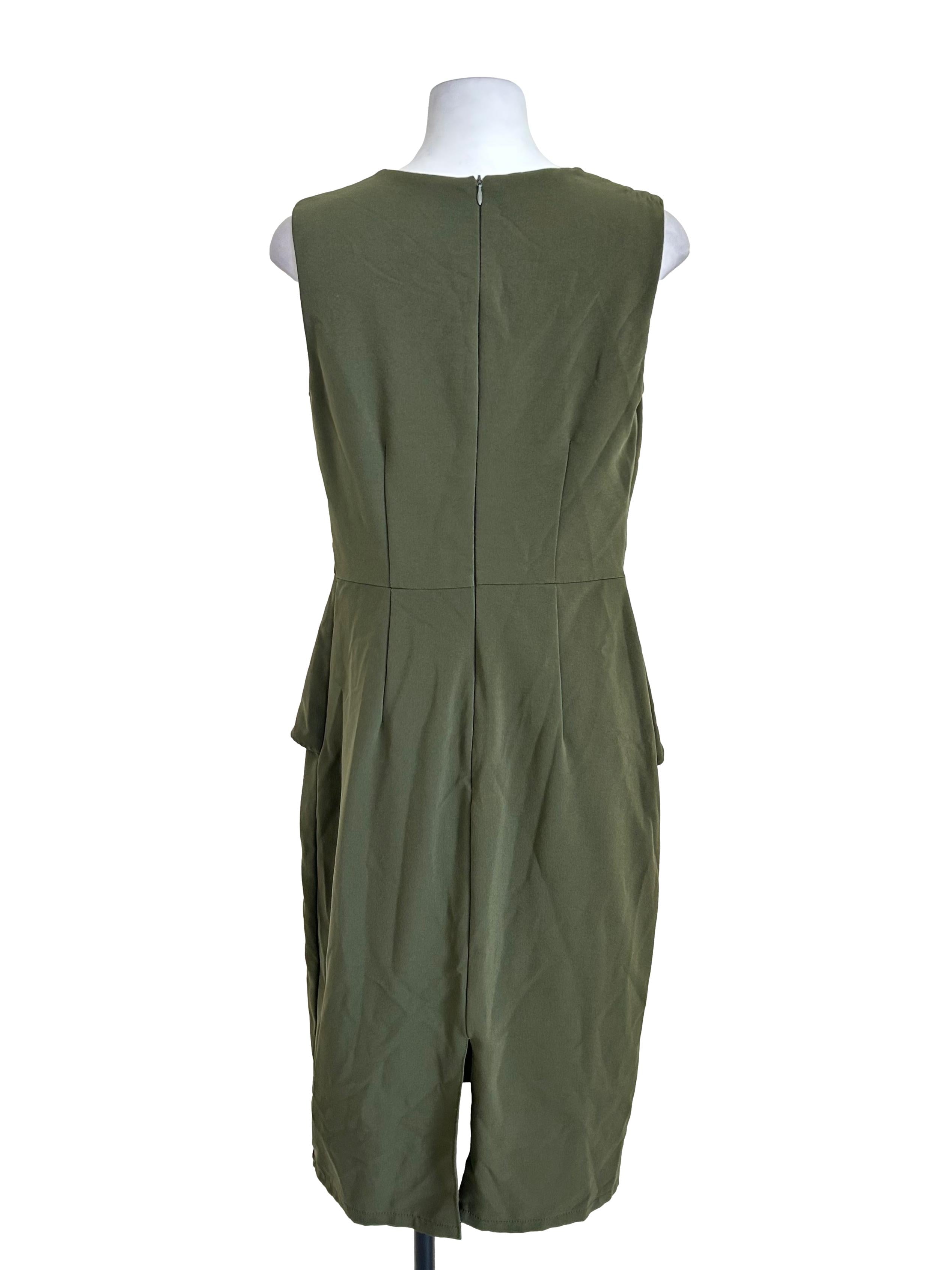 Olive Green Ruffled Peplum Dress