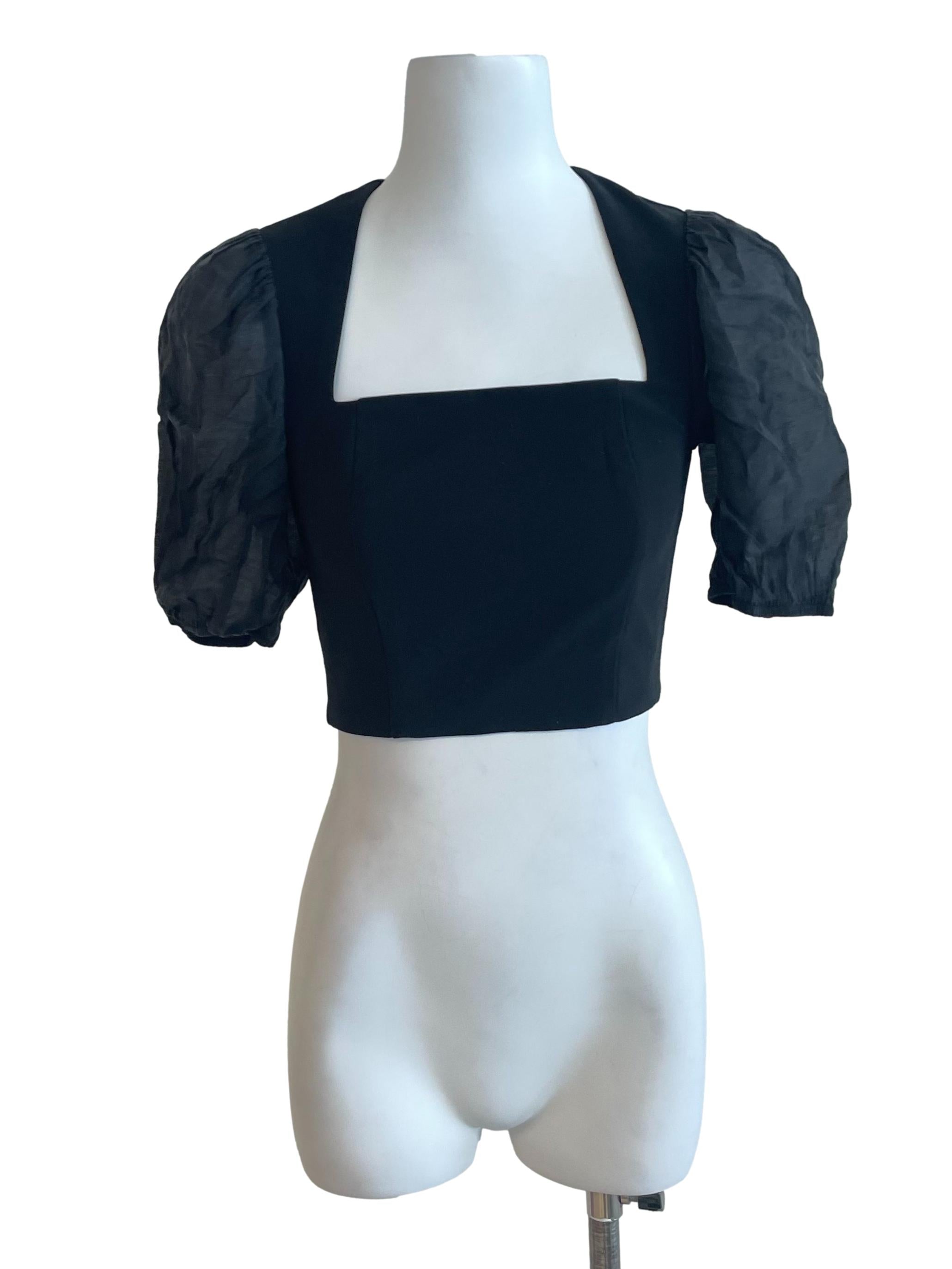 Black Puff Sleeves Top