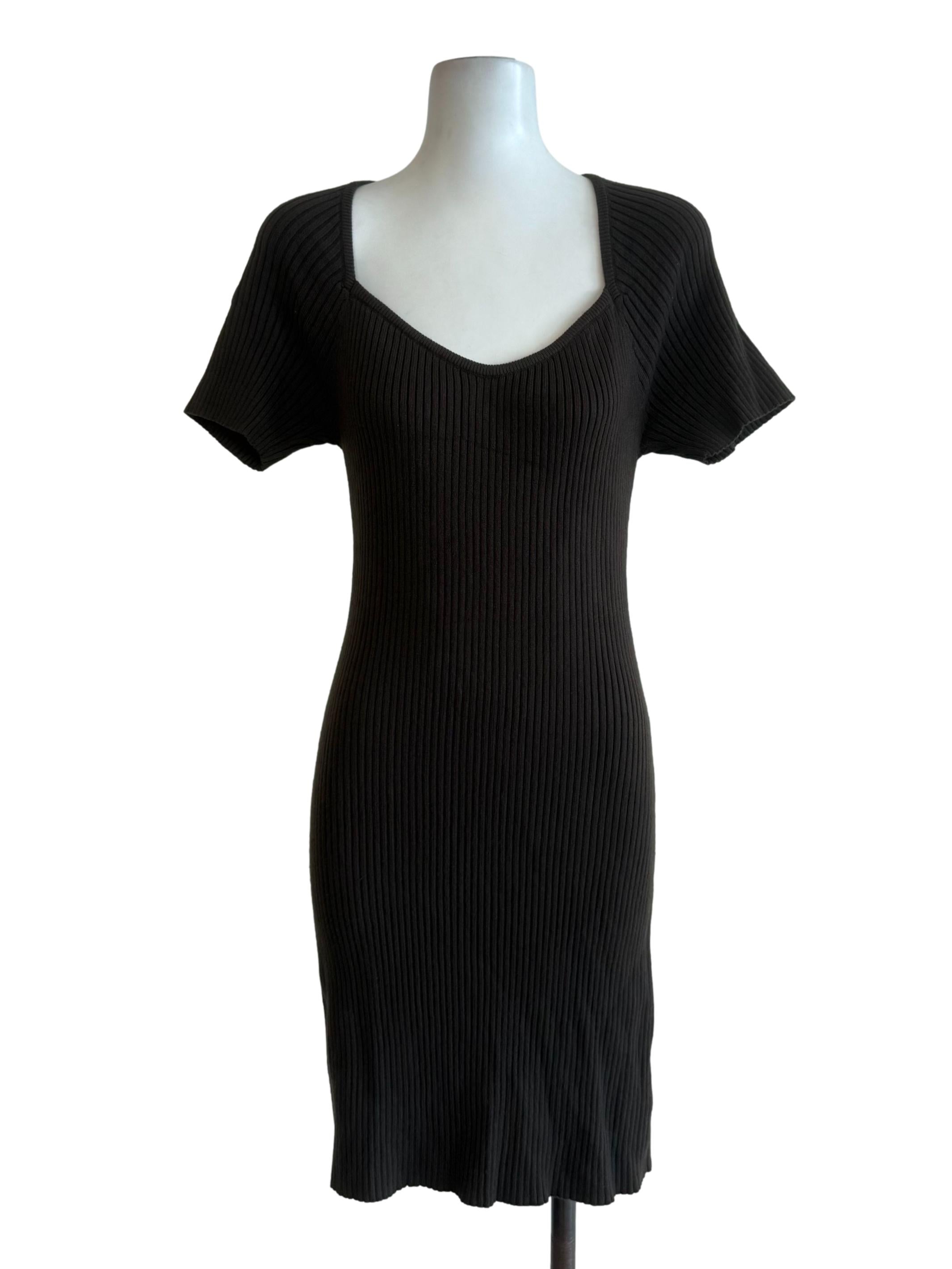 Wood Ribbed Bodycon Knit Dress