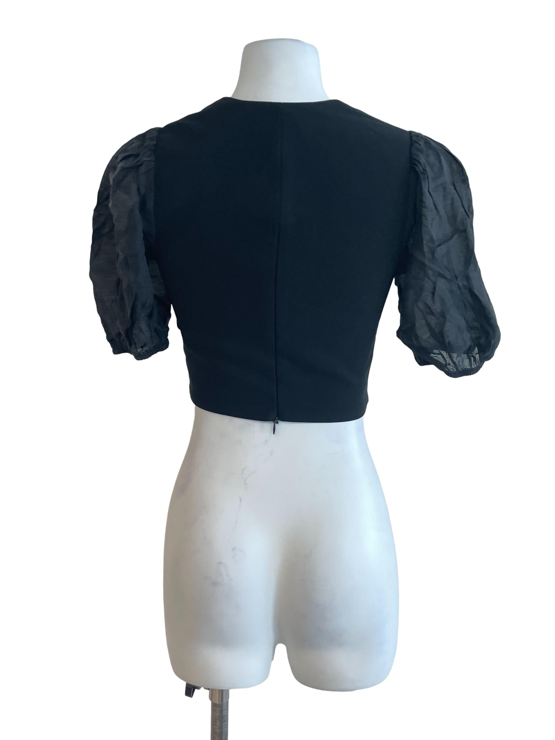 Black Puff Sleeves Top