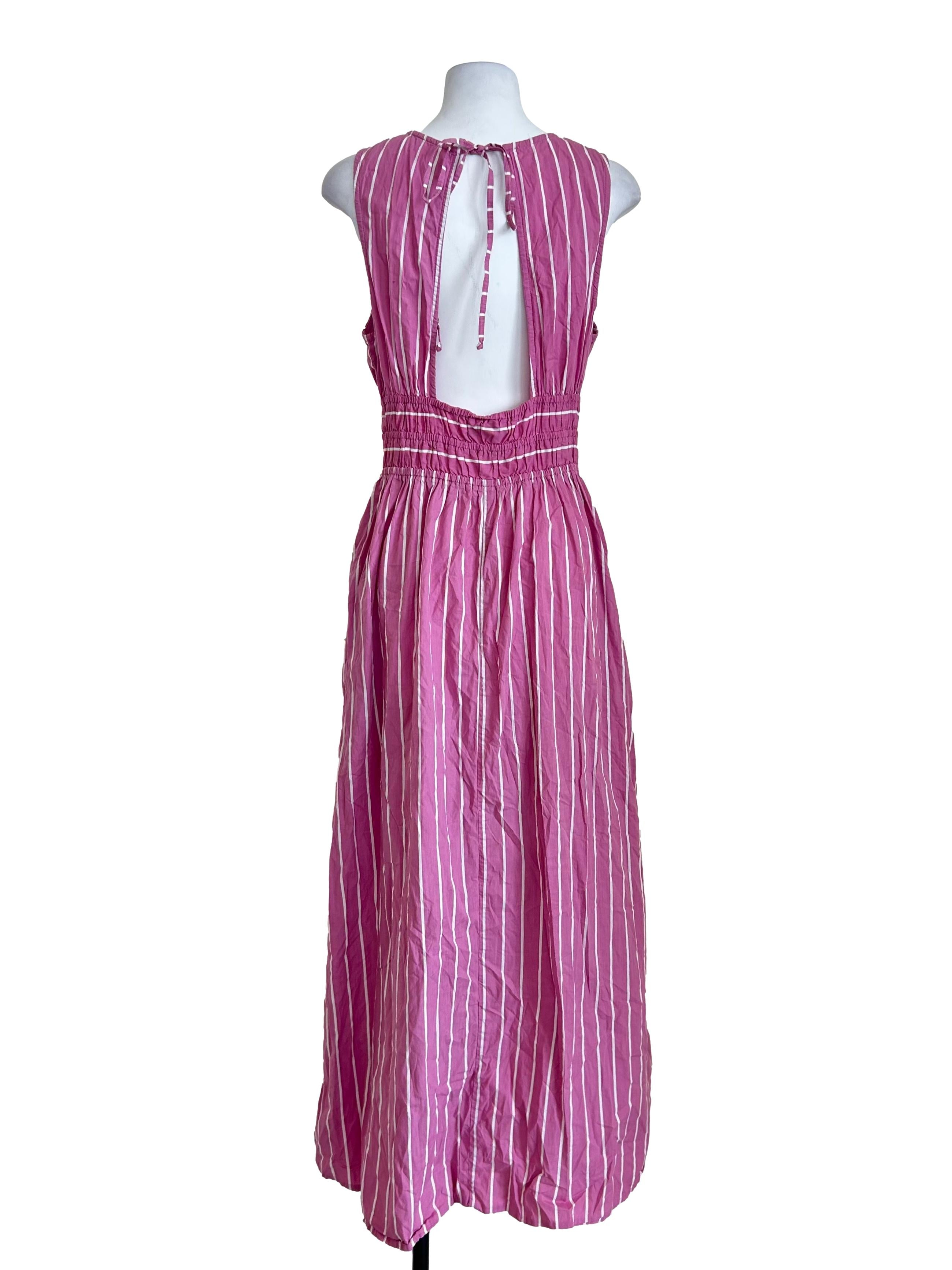 Pink Smocked Striped Dress