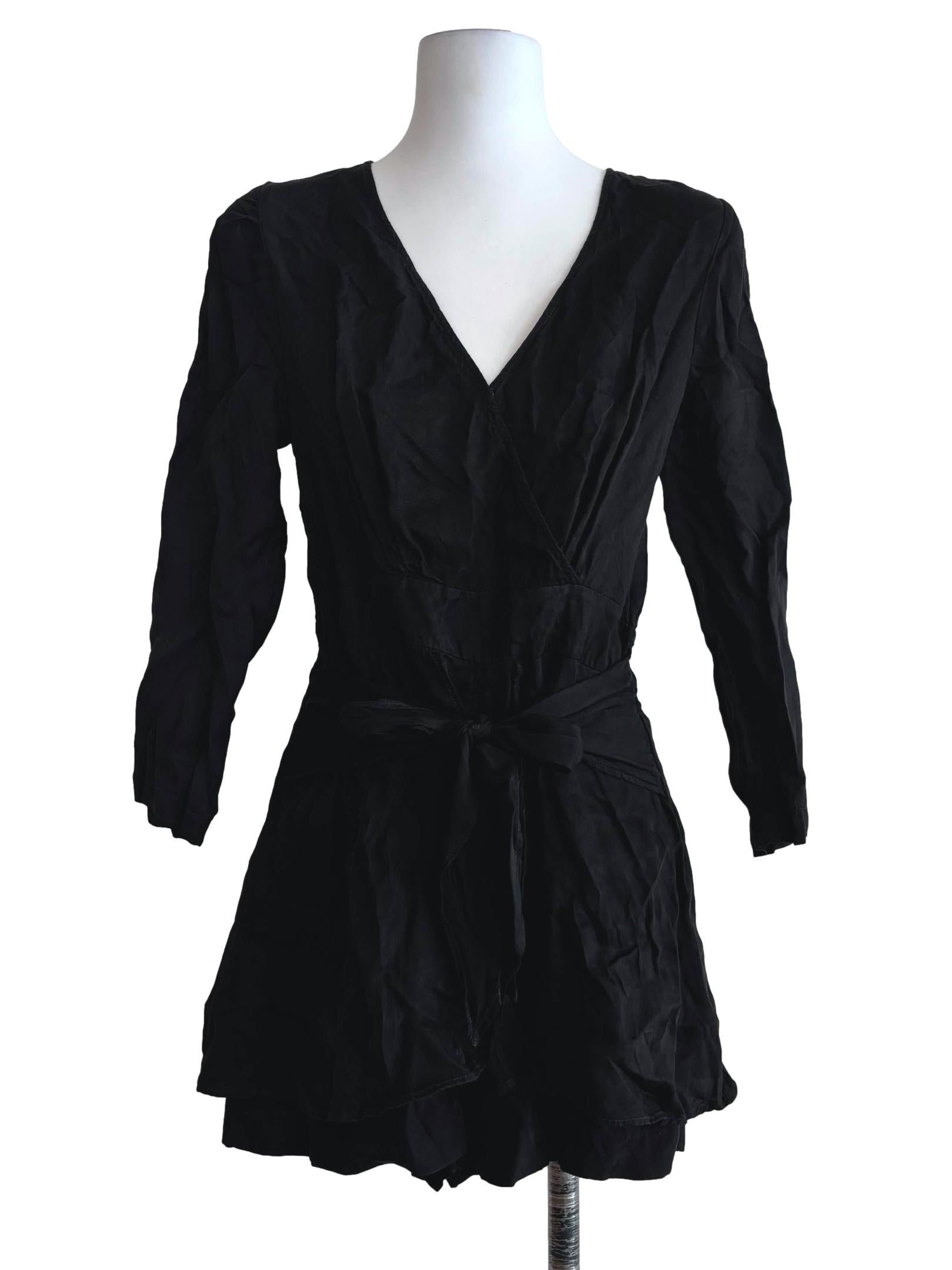 Rich Black Front Tie Romper