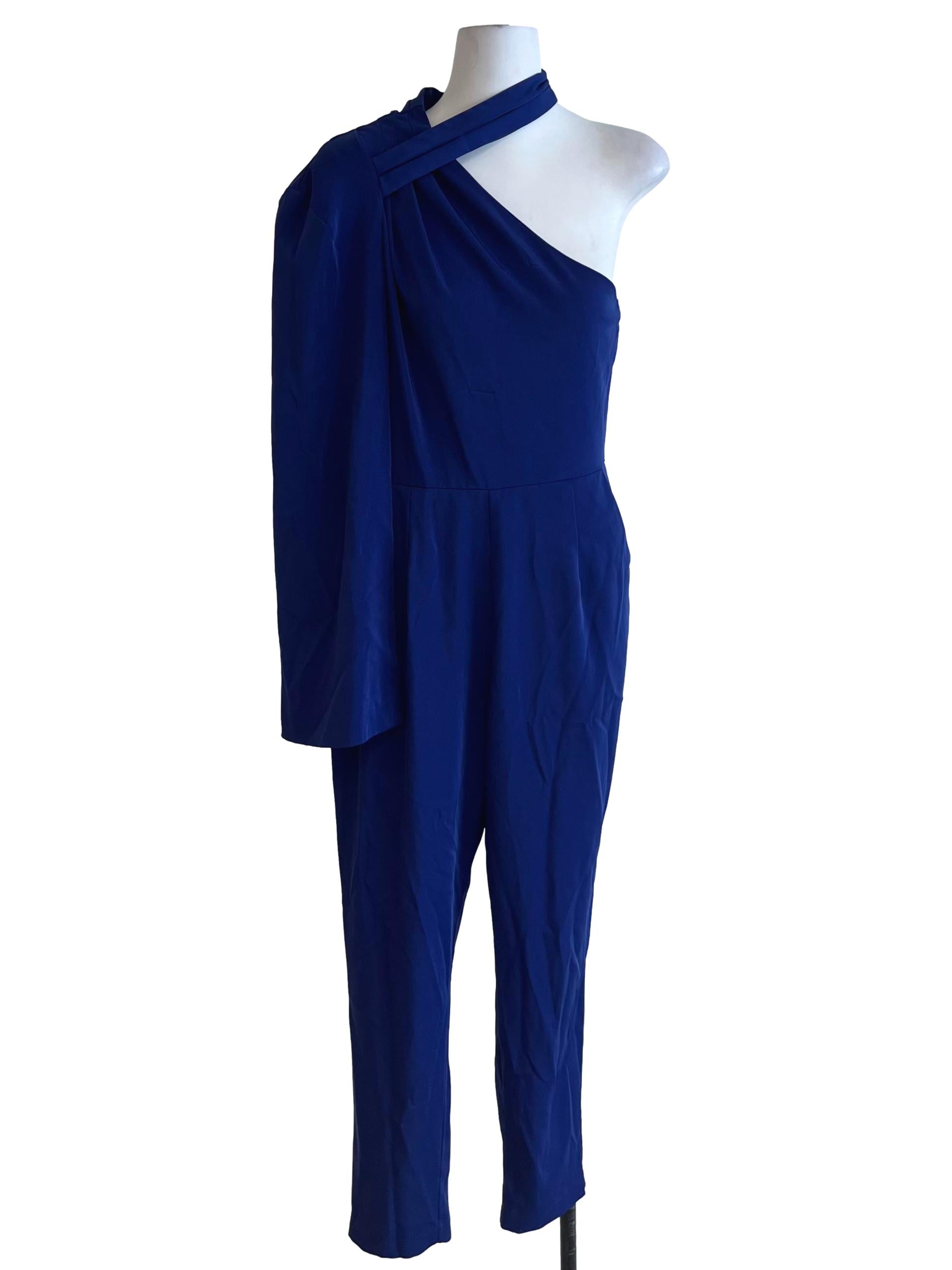 Cobalt Blue Asymmetrical Neckline Jumpsuit