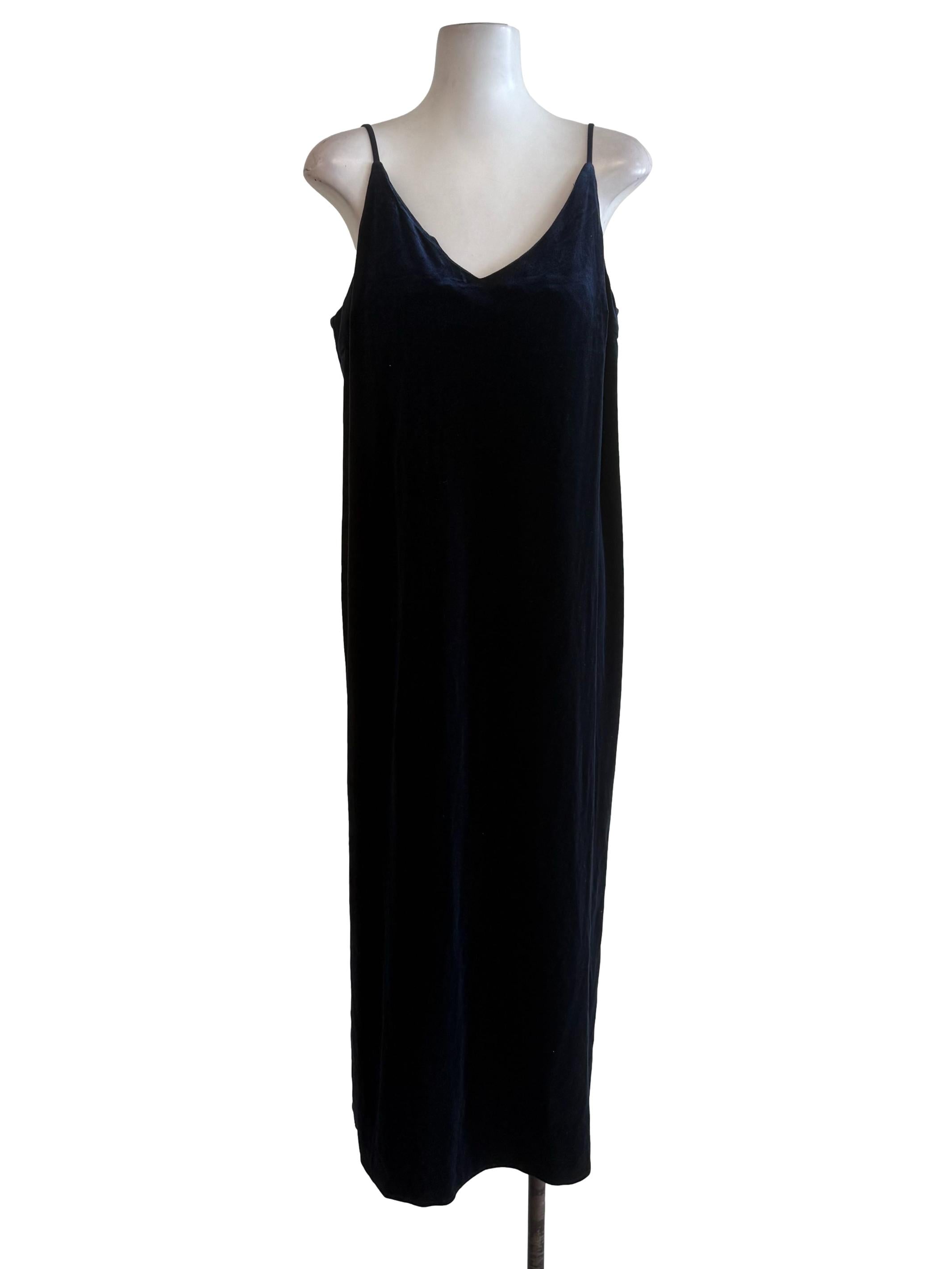 Midnight Blue Velvet Slip Dress