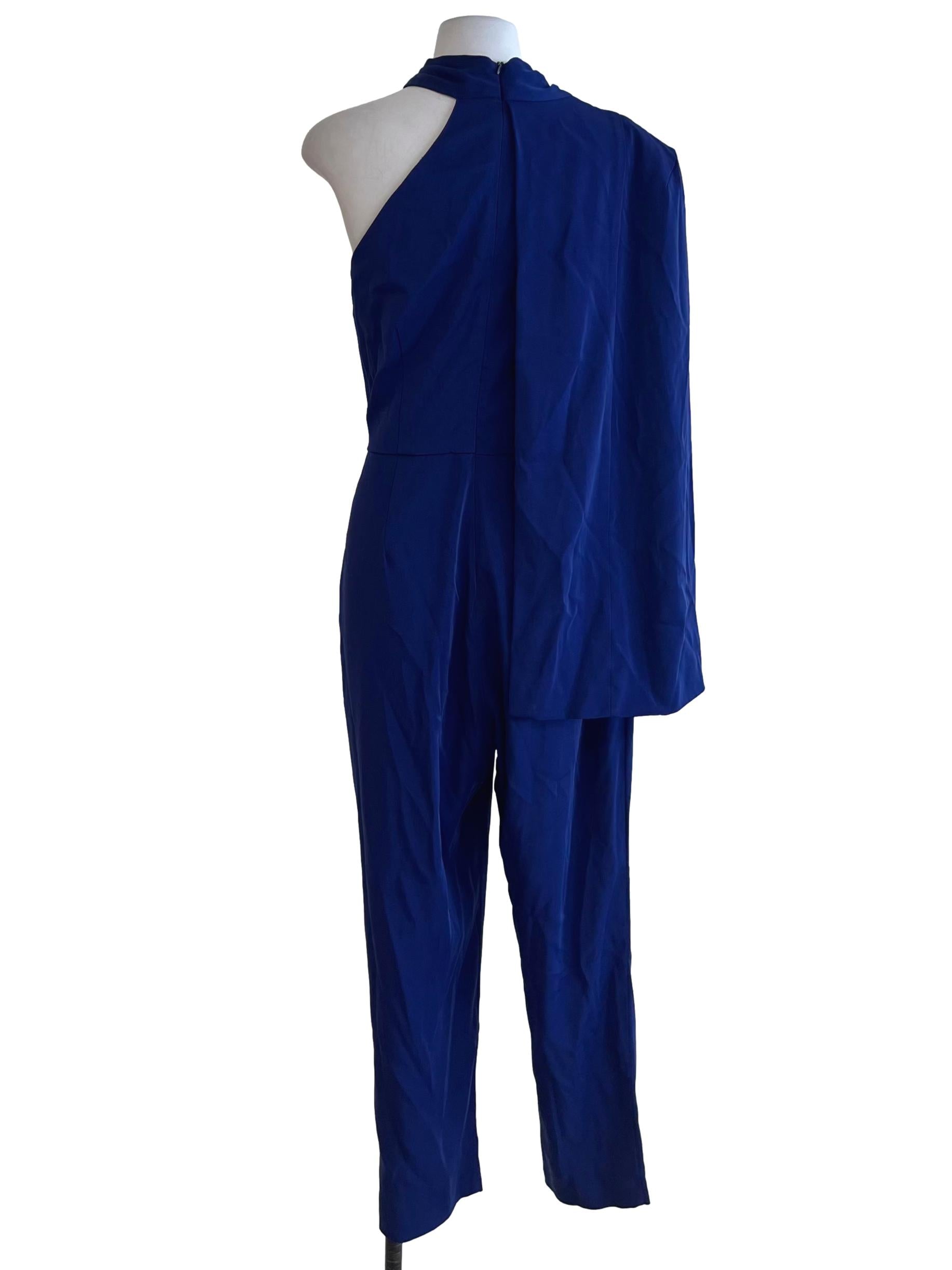 Cobalt Blue Asymmetrical Neckline Jumpsuit