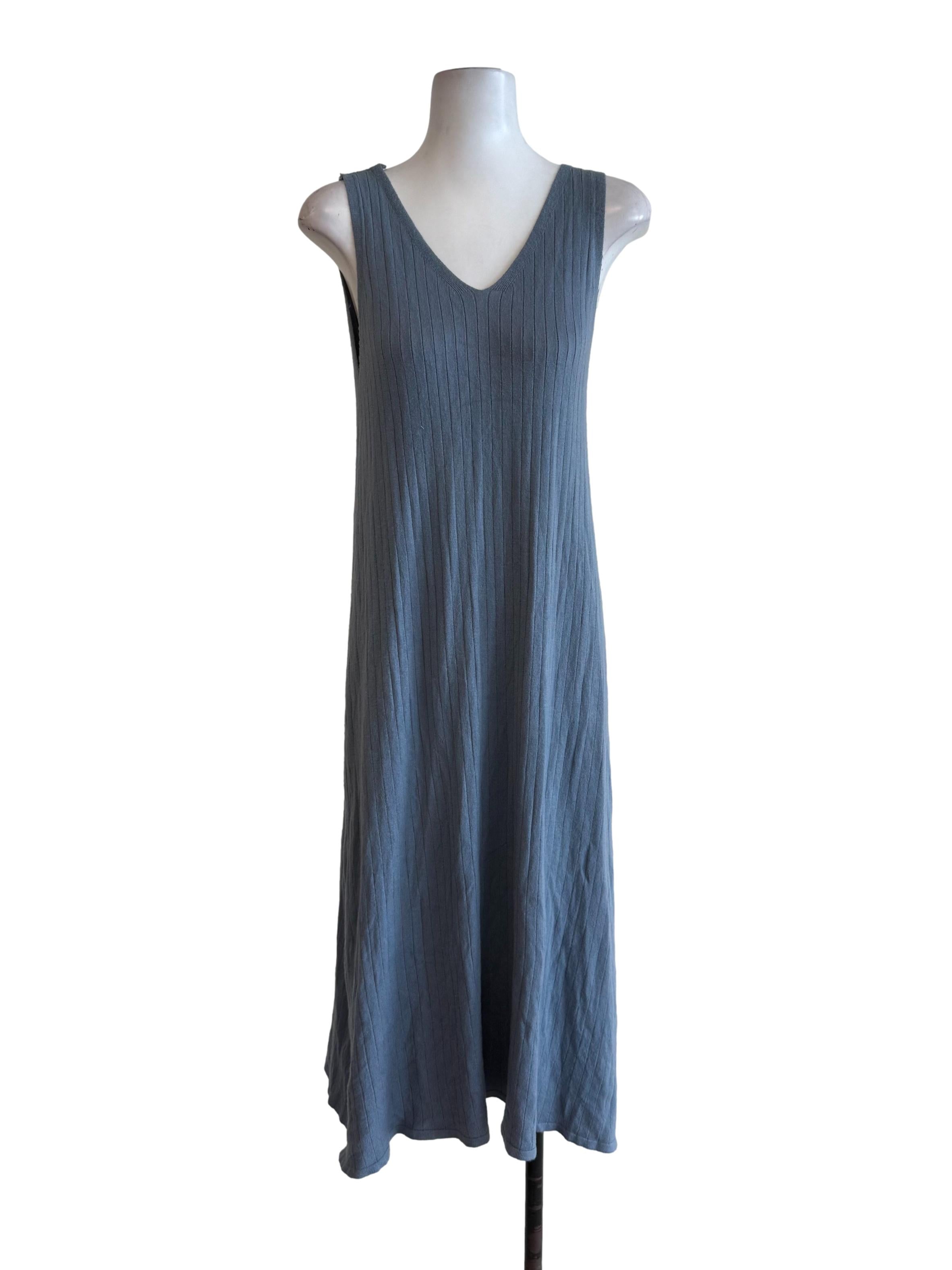 Stone Blue V Neck Knit Dress