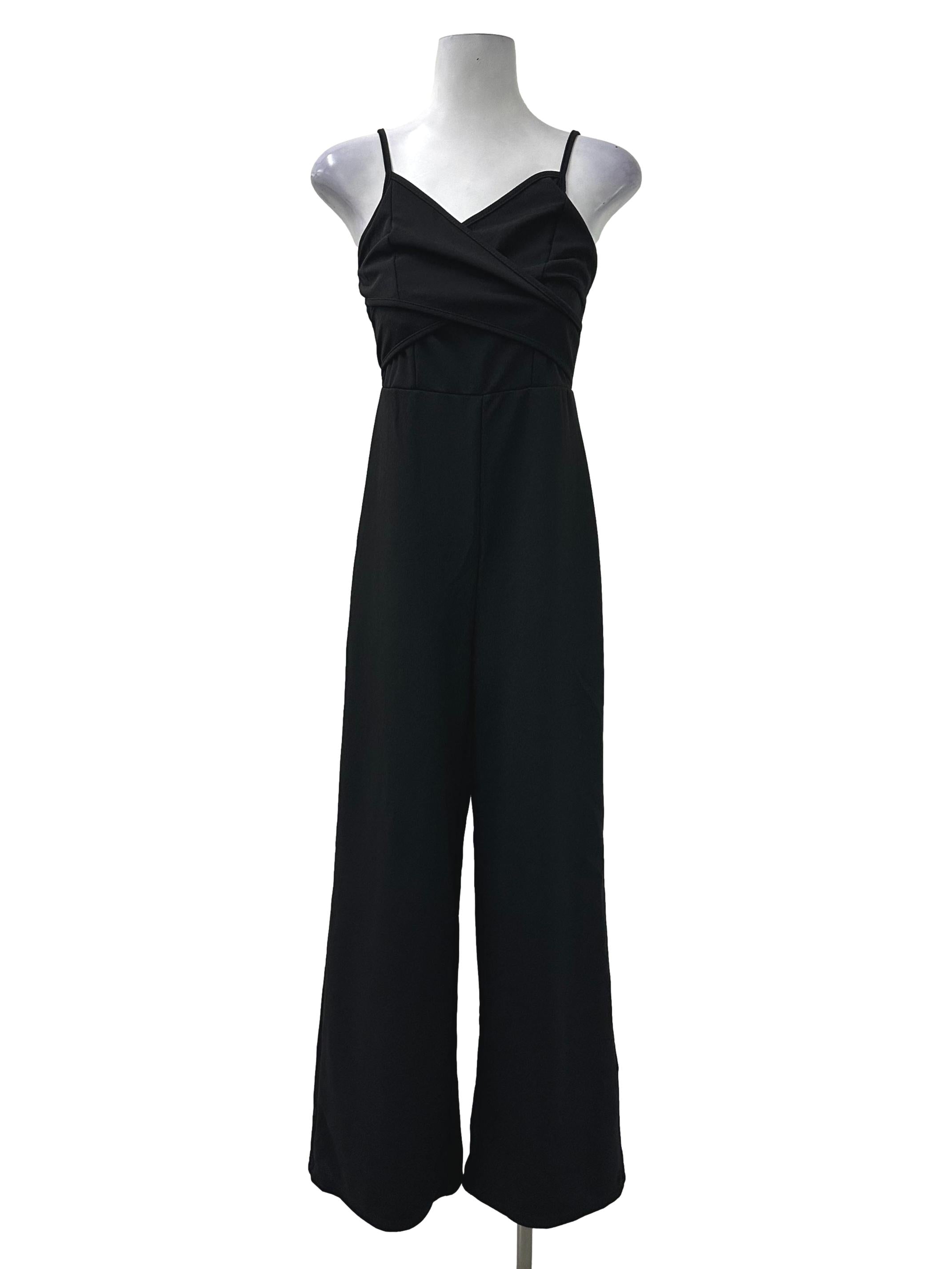 Black Ruched Sleeveless Jumpsuit
