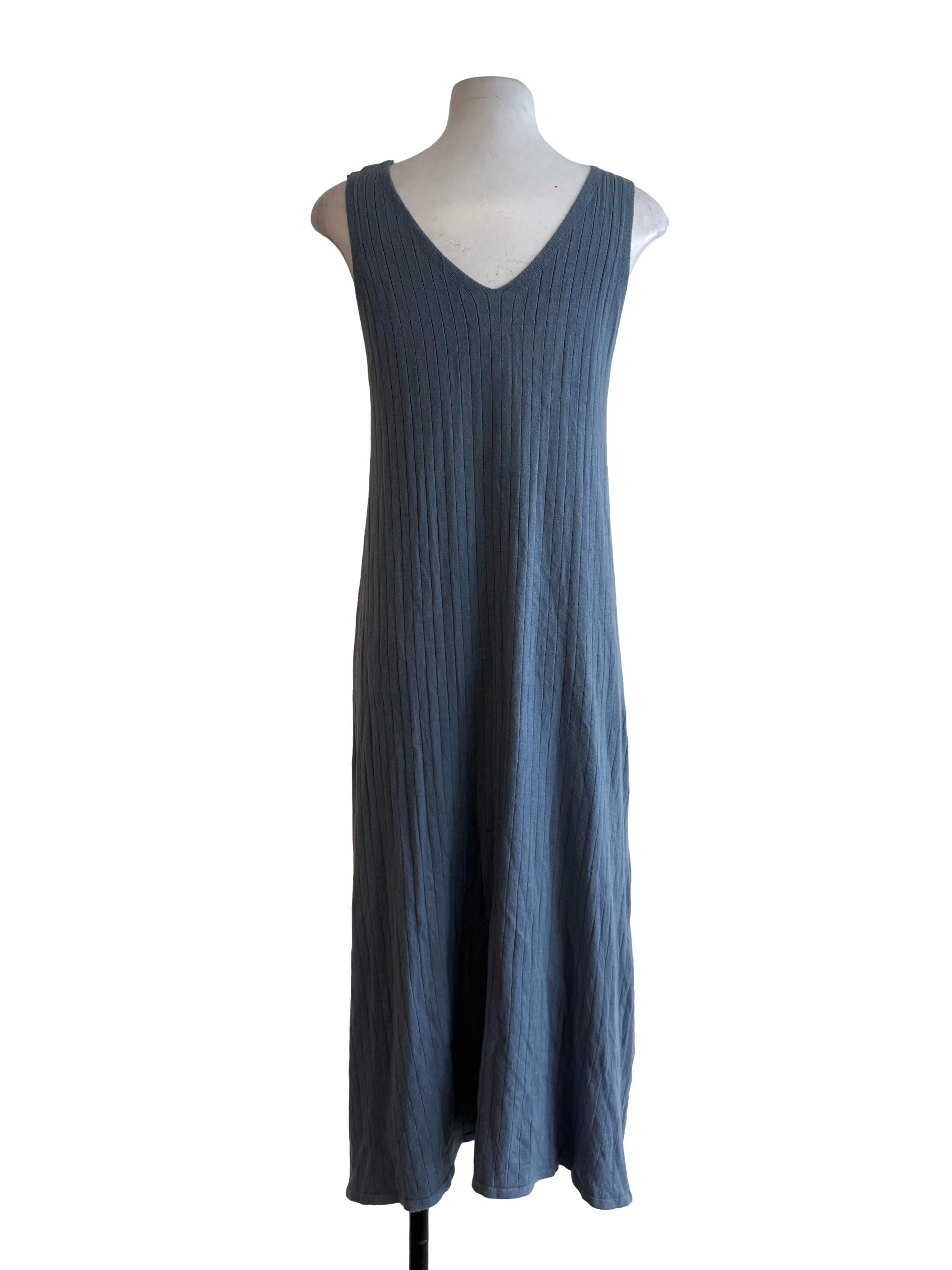 Stone Blue V Neck Knit Dress