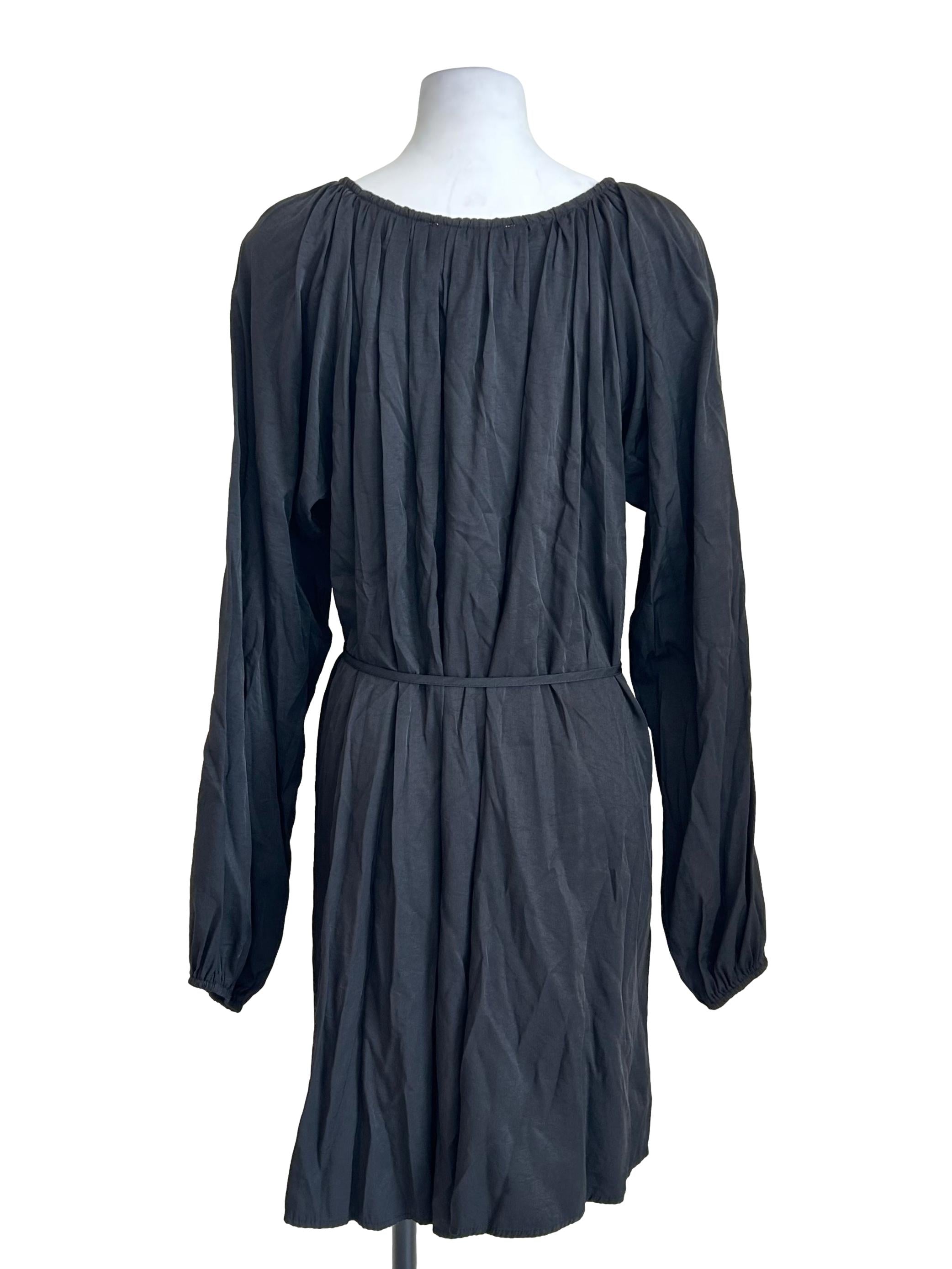 Dark Charcoal Tied Smock Dress