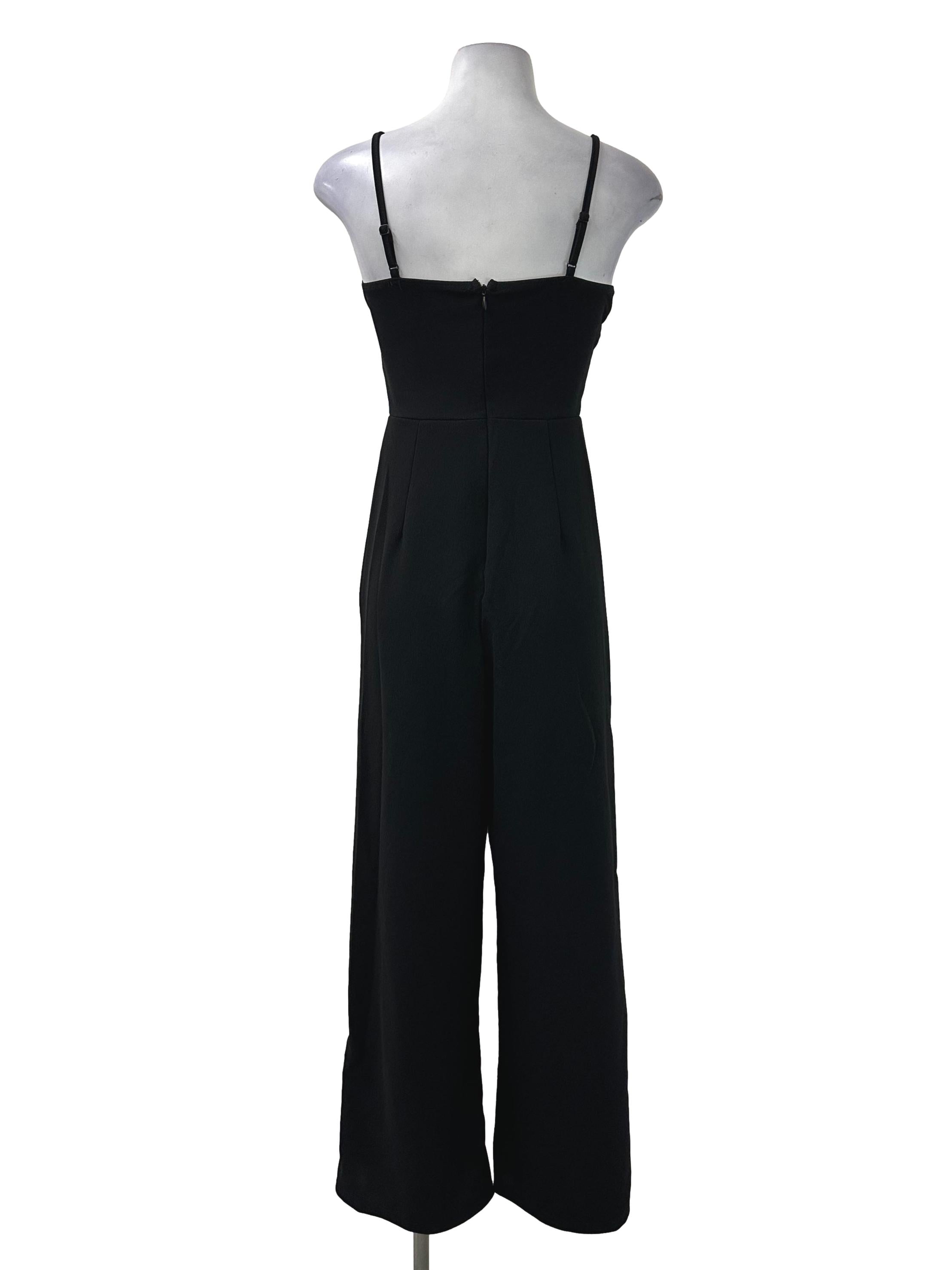 Black Ruched Sleeveless Jumpsuit