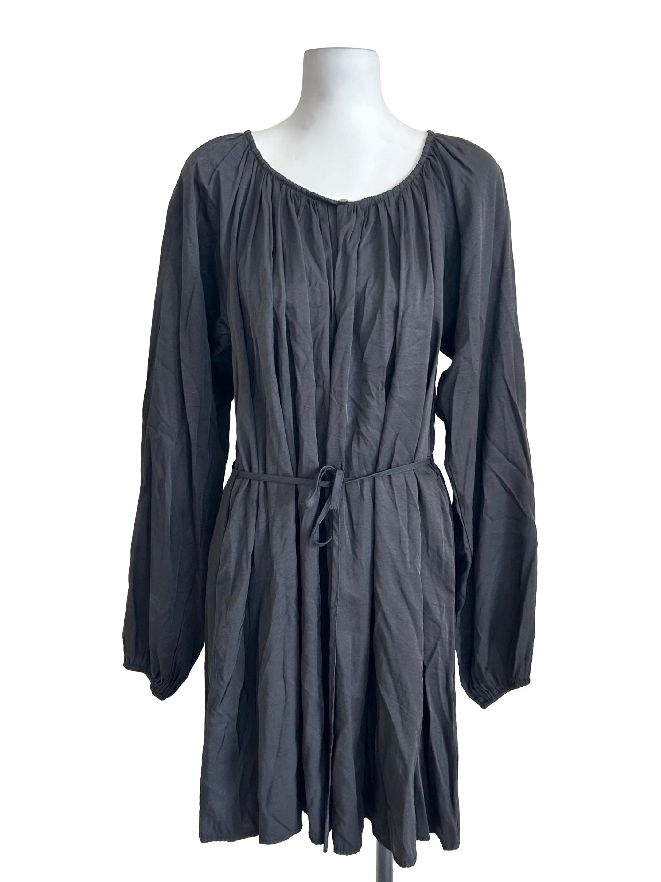 Dark Charcoal Tied Smock Dress