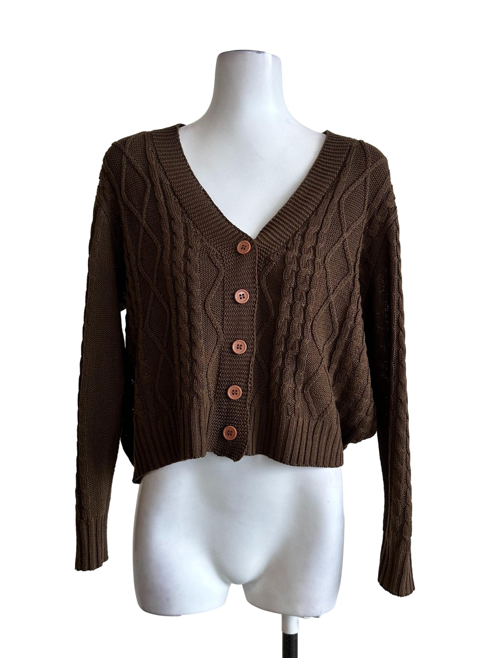 Caramel Brown Knitted Cardigan