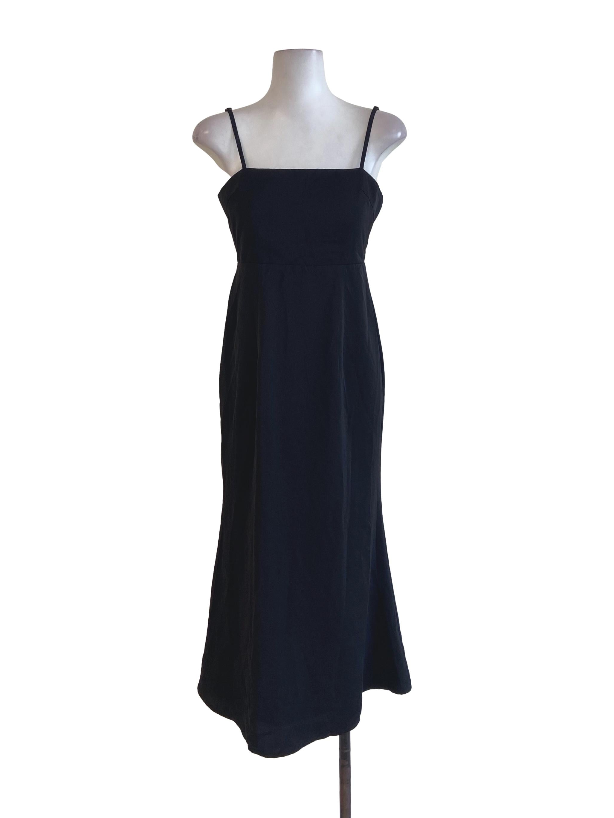 Black Spaghetti Strap Silk Slip Dress